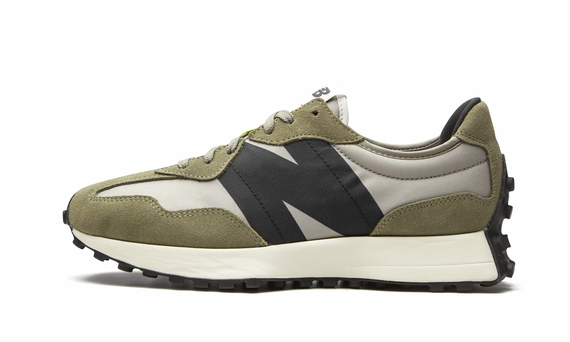 327 "Aluminum / Covert Green" Shock Dispersing Layer Hyper Elastic Midsole