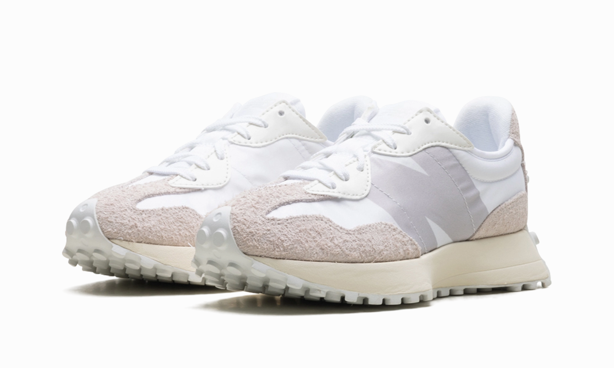 327 WMNS "White Moonbeam" Comfort Stride Sock Like Collar Fit