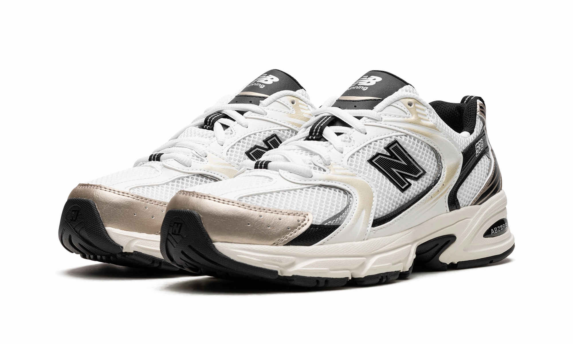 Stretch Knit Fabric High   Rebound 530 "White / Gold / Black"