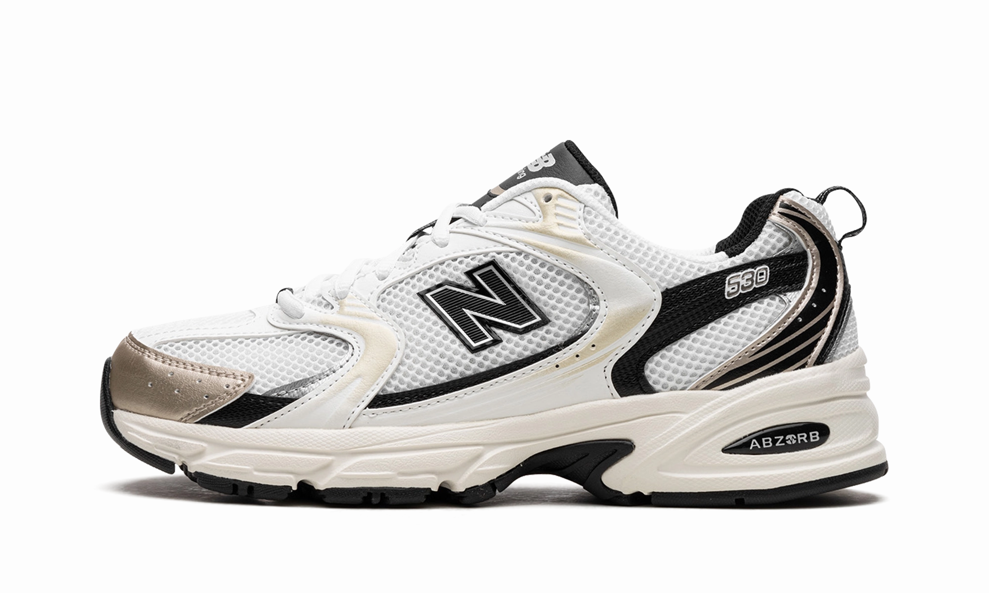 running with a lace - up closure 530 "White / Gold / Black"