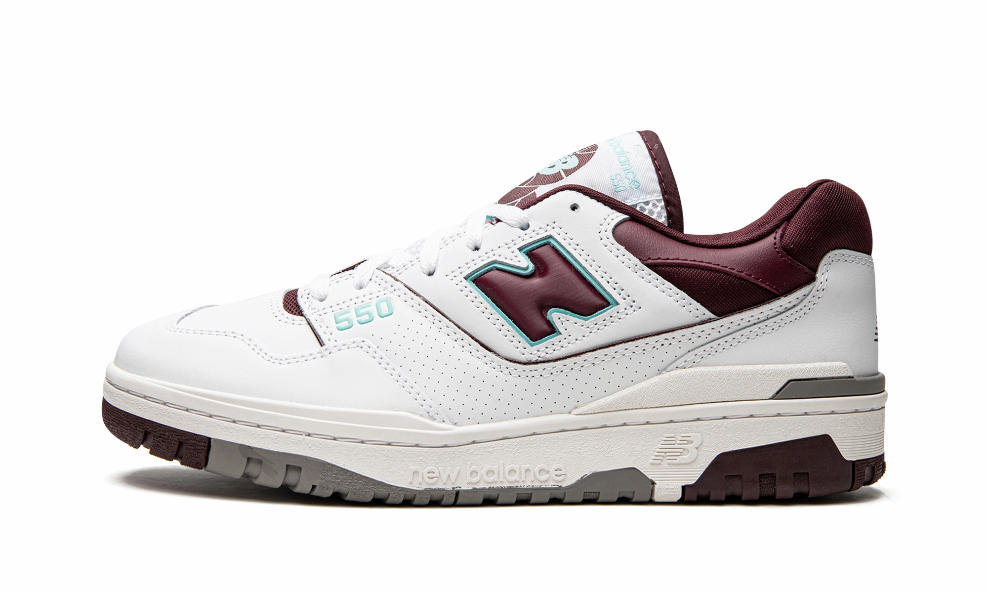 550 "Burgundy / Cyan" trendy - feature shoes running in a charity run shoes