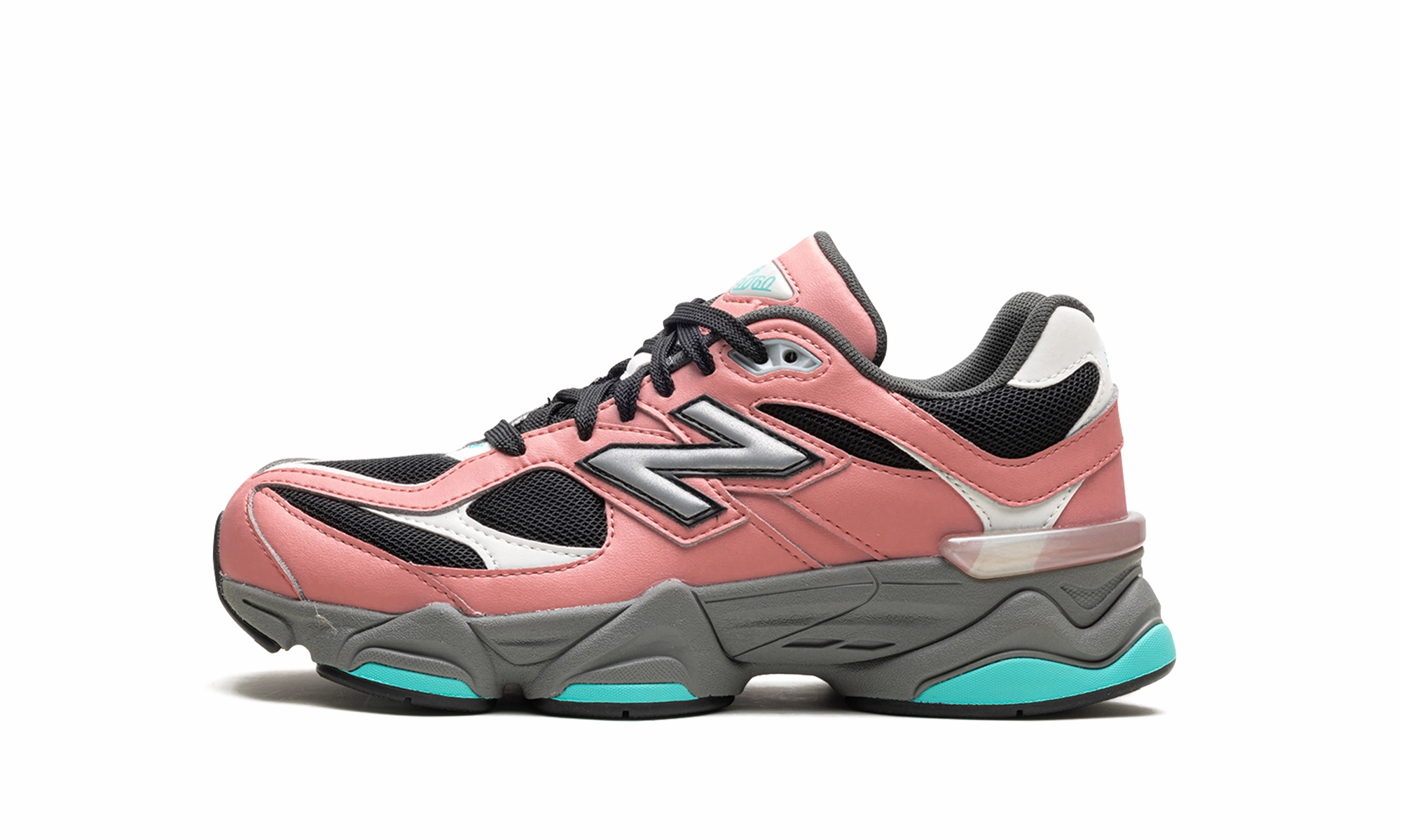 9060 GS "Pink Teal" wide shoes running in a bog area shoes