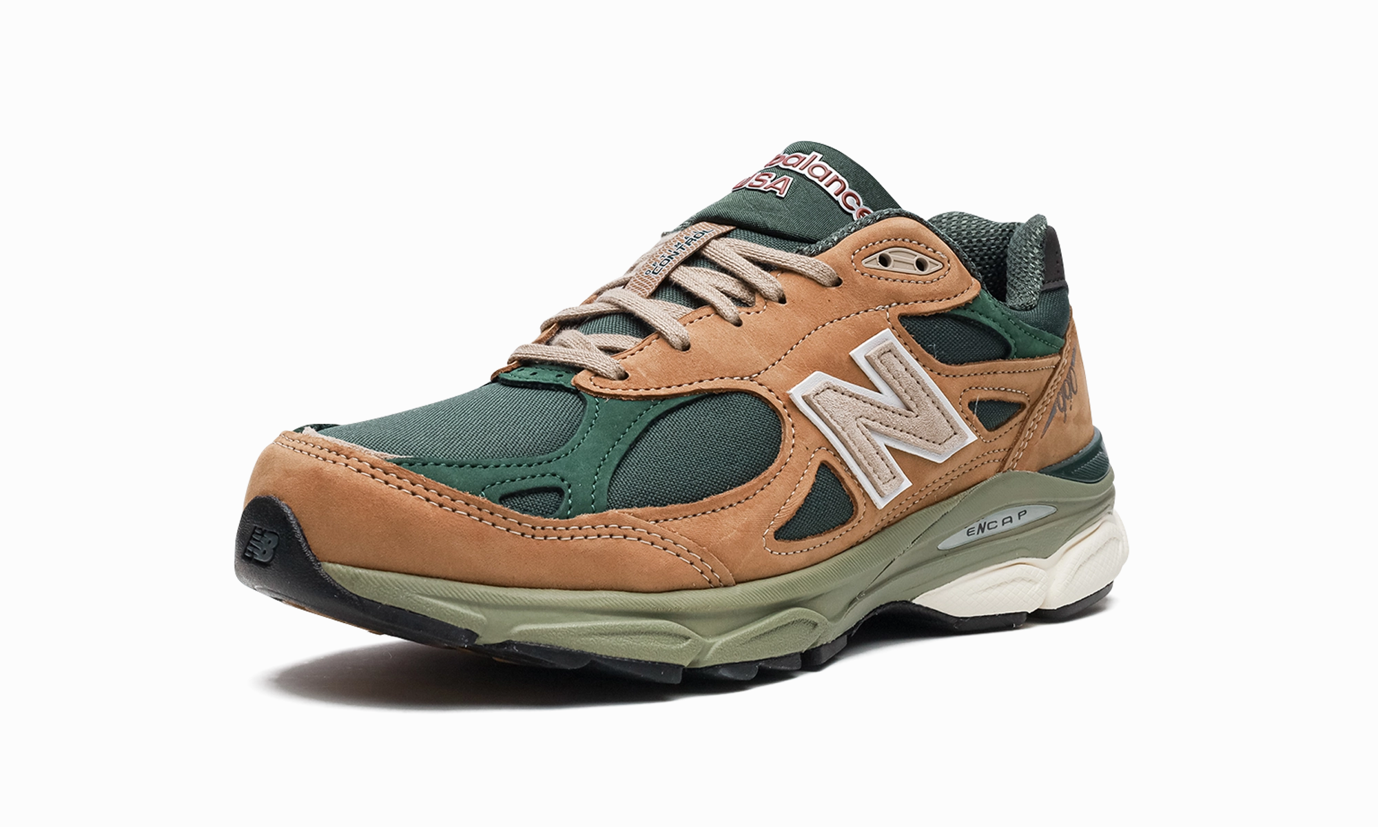 990v3 "Made in USA - Tan / Green" Stripe coordination shoes