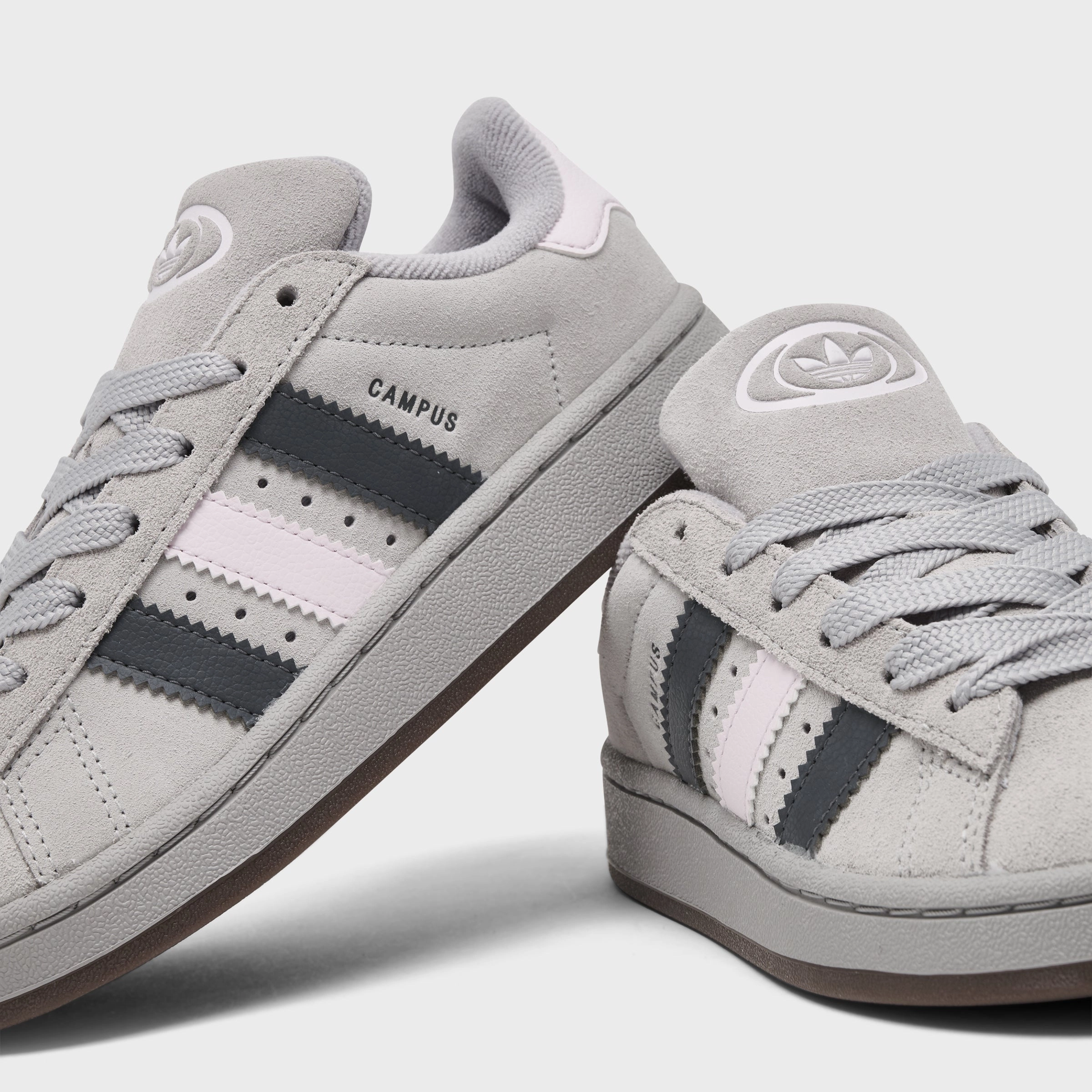 adidas Children's Campus 00s Grey Two / Grey Five - Almost Pink Comfort Footwear Structured Heel Cup