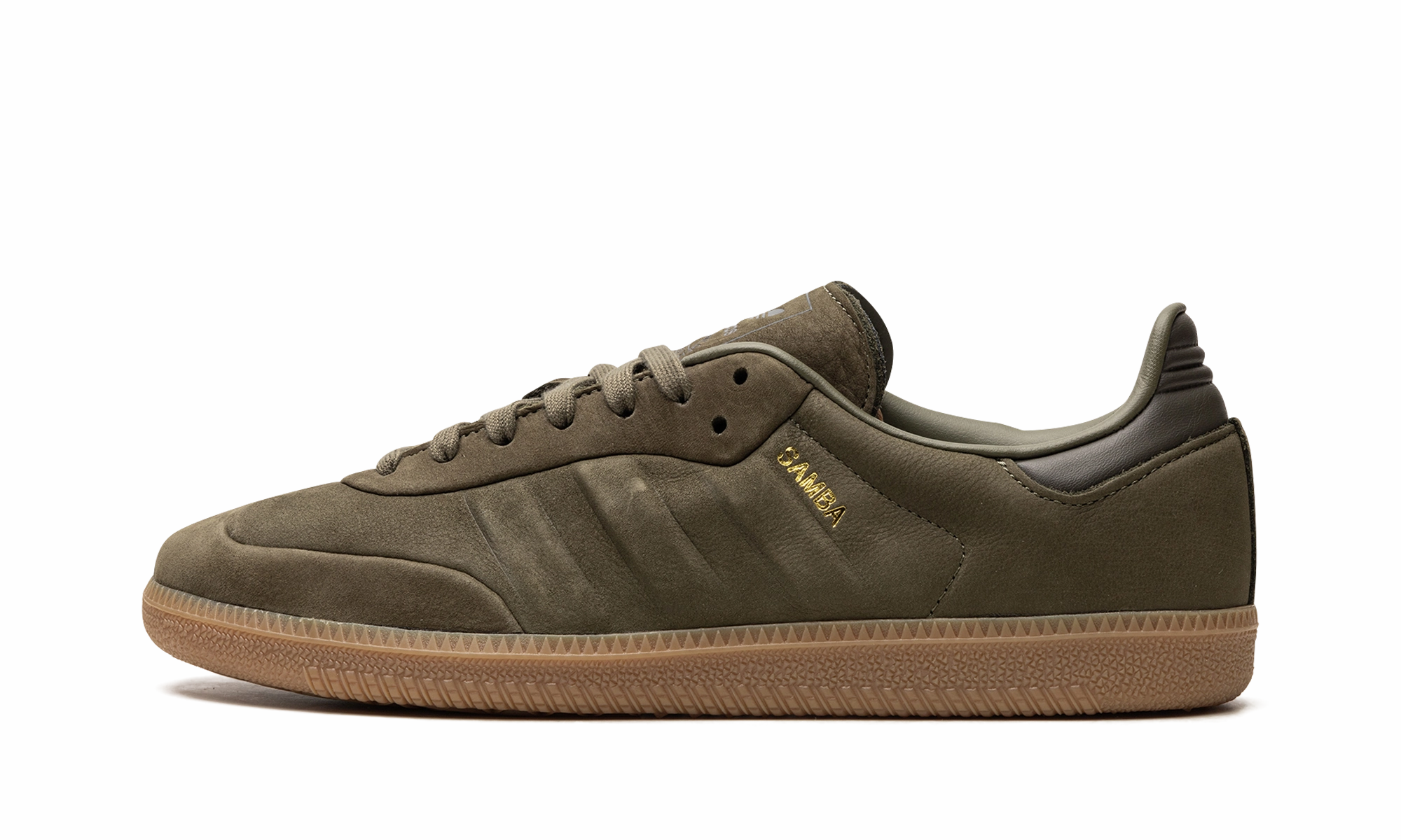 Step Stable Soft   leather Adidas Samba "Olive Strata Gum"