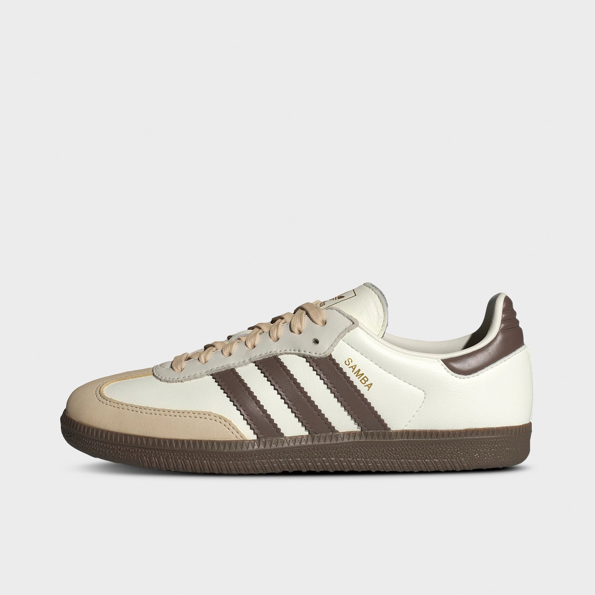 adidas Women's Samba OG Off White / Earth Strata - Gum Built For Motion Breathable Knit Upper