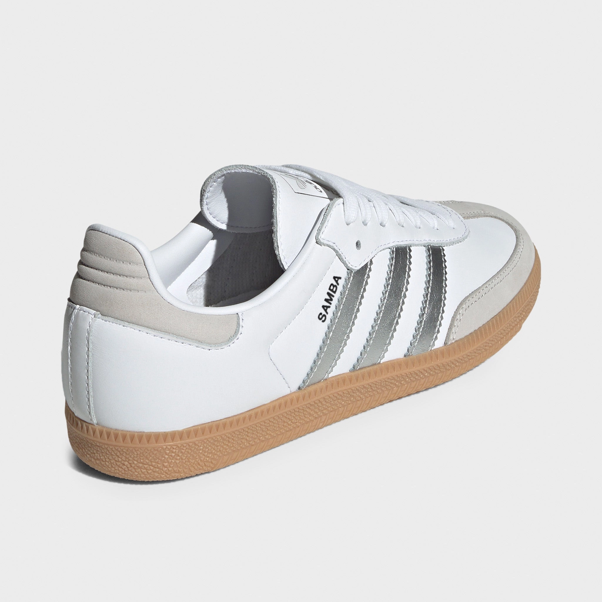 Lace Secure adidas Women's Samba OG White / Silver Metallic - Grey