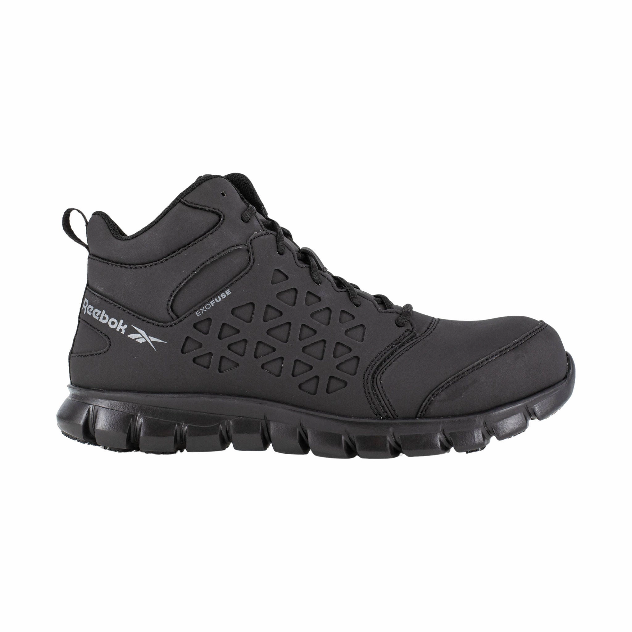 Reebok Work Men's Sublite Cushion Athletic Mid Cut Composite Toe Work Shoes - Black Long-Distance Walk