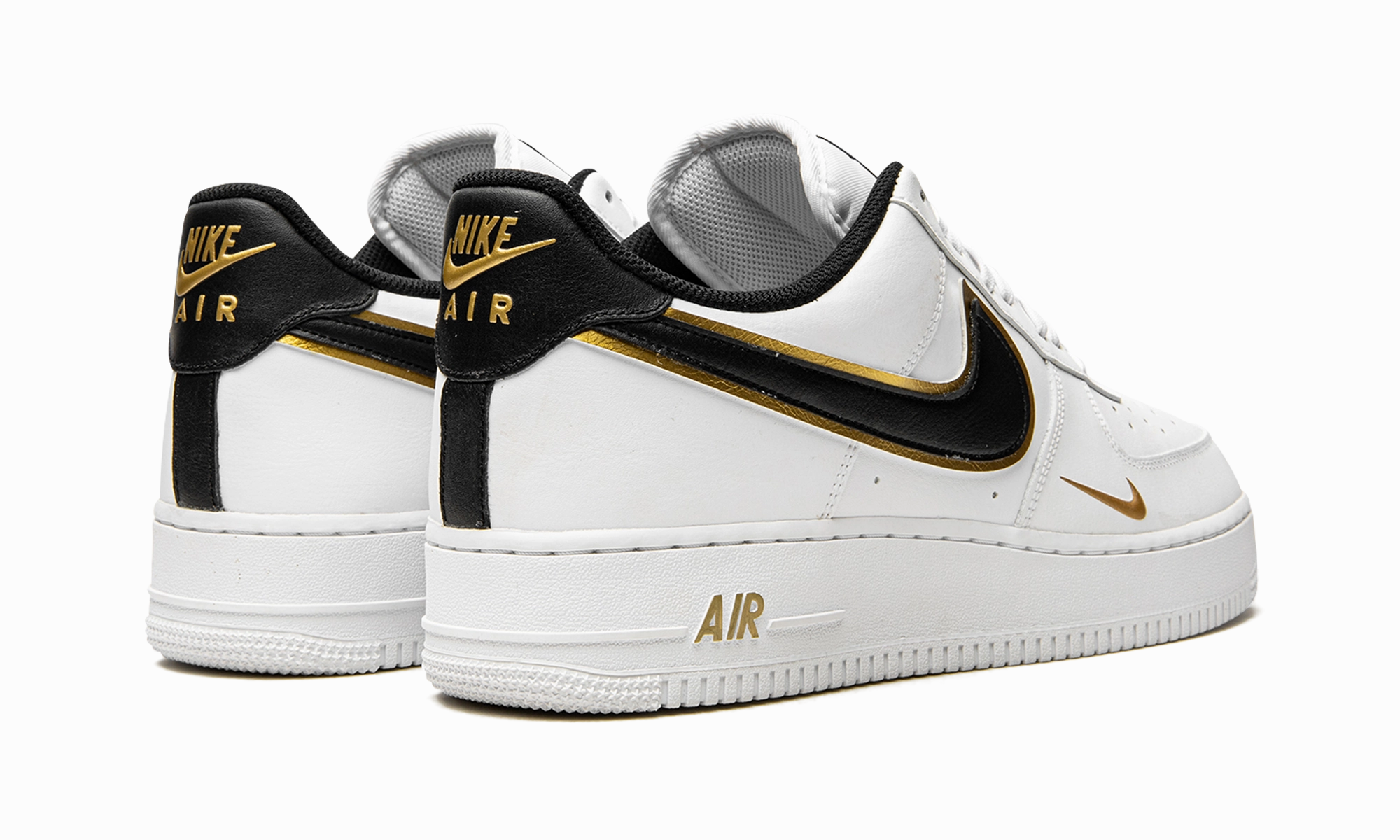 Air Force 1 '07 LV8 "Double Swoosh - White / Black / Gold" Stylish Appeal Summer Pick