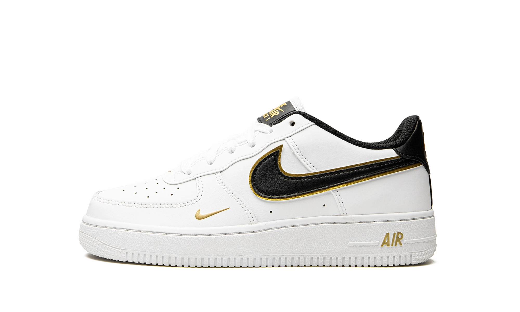 Flexible Footwork Soft Pressure Air Force 1 Low '07 LV8 GS "Double Swoosh White Metallic Gold"