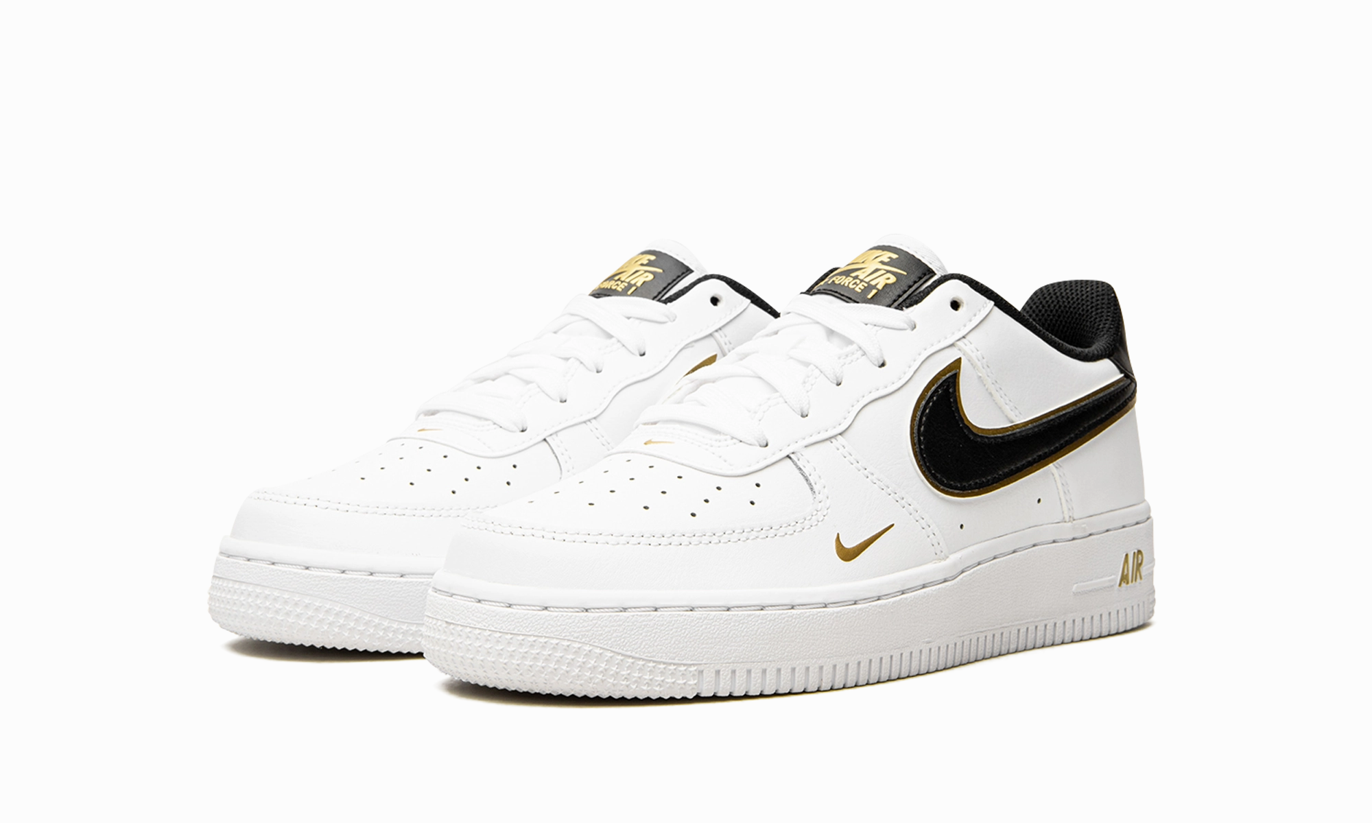 Solid design Trail Walk Air Force 1 Low '07 LV8 GS "Double Swoosh White Metallic Gold"