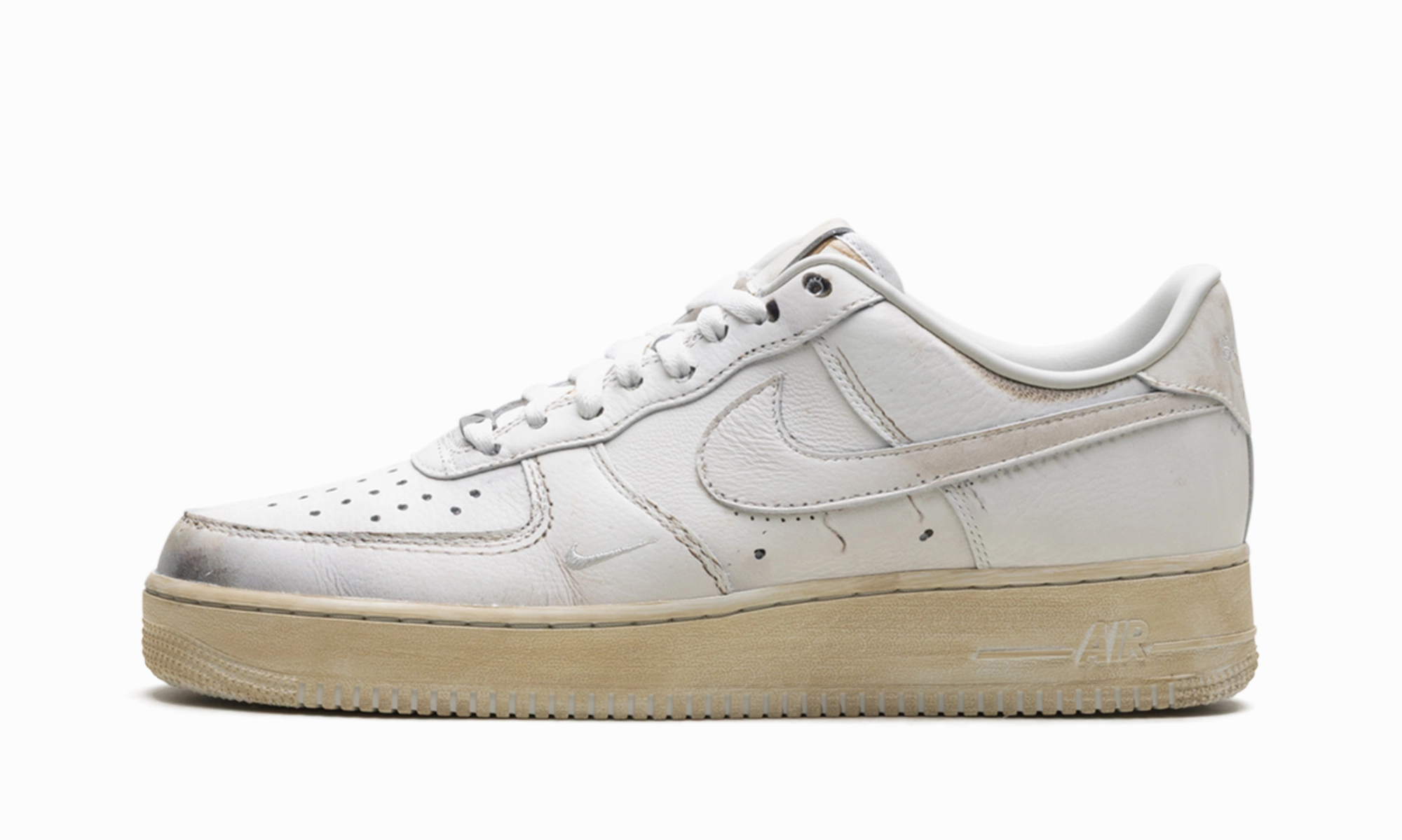 Air Force 1 Low ".SWOOSH - Dirty Triple White" Flexible Fabric Rock Jog