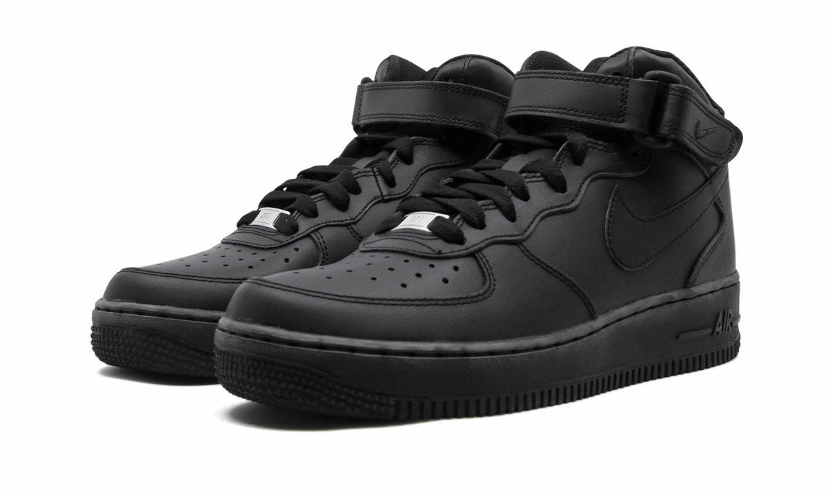 Air Force 1 Mid GS "Triple Black" Vegan Friendly Materials Premium cushioning