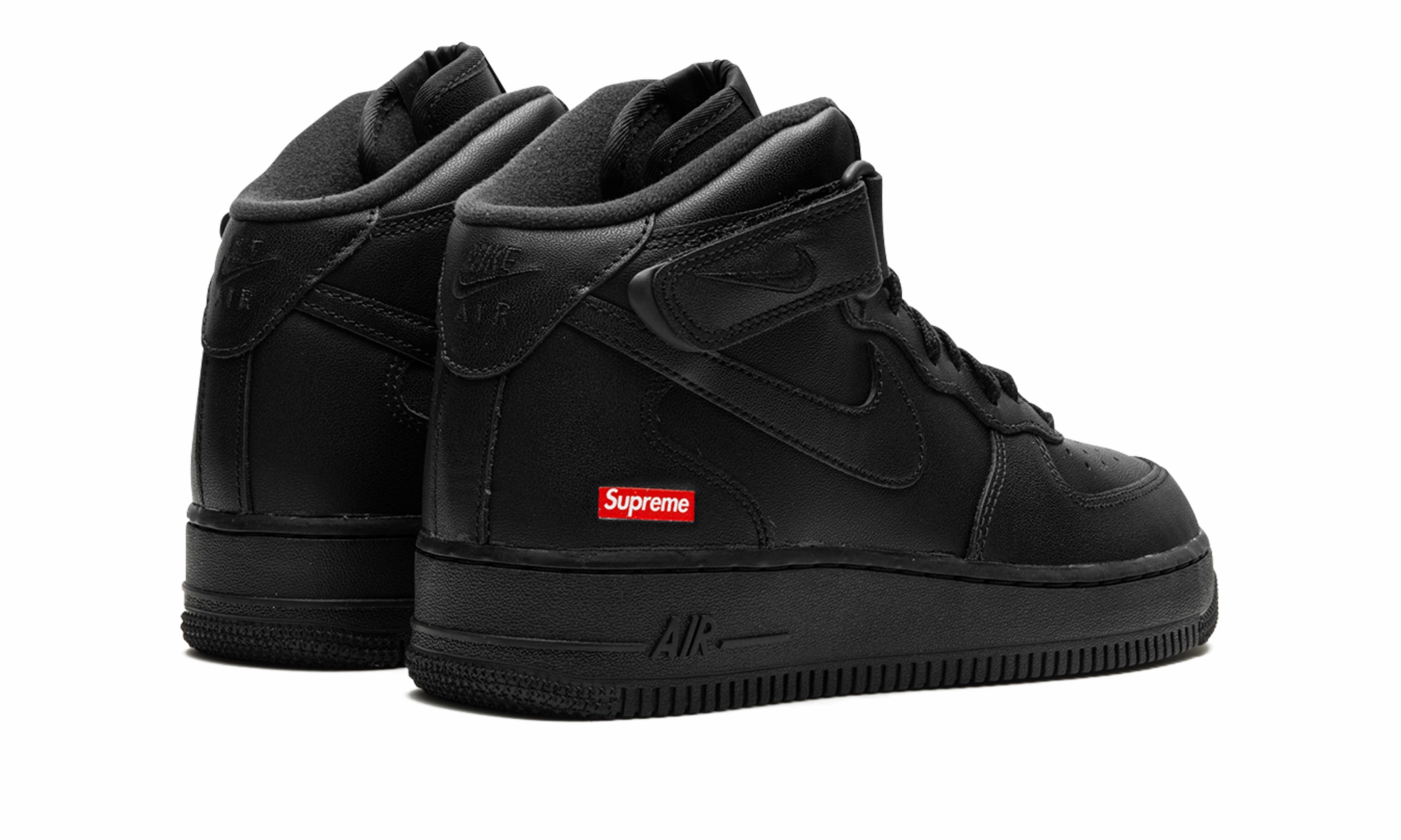 Air Force 1 Mid "Supreme - Mini Box Logo Black" Flexible   outsole Outdoor Leisure