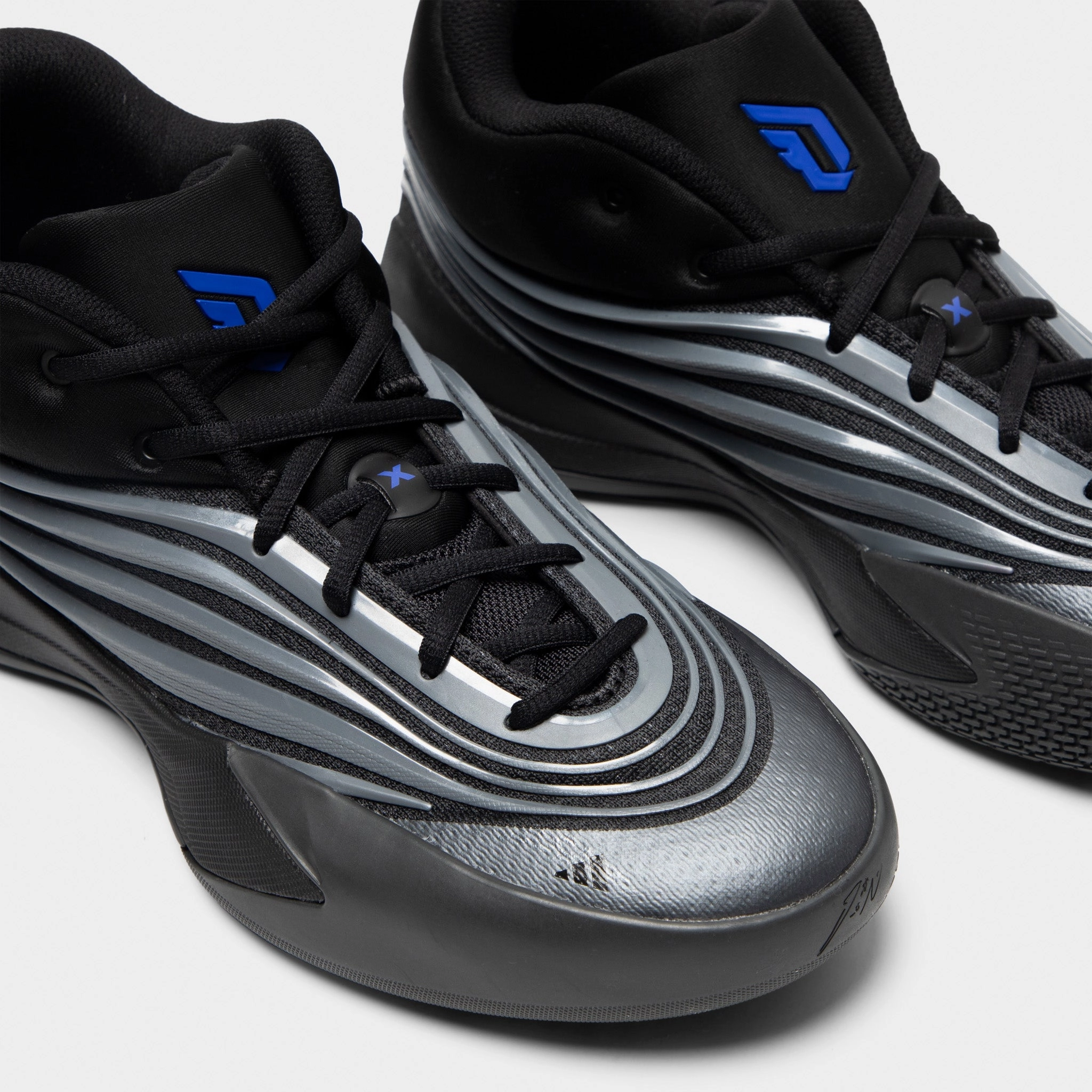 adidas Dame X Black / Iron Mountain - Lucky Blue NarrowFit Snug Heel Lock Fit