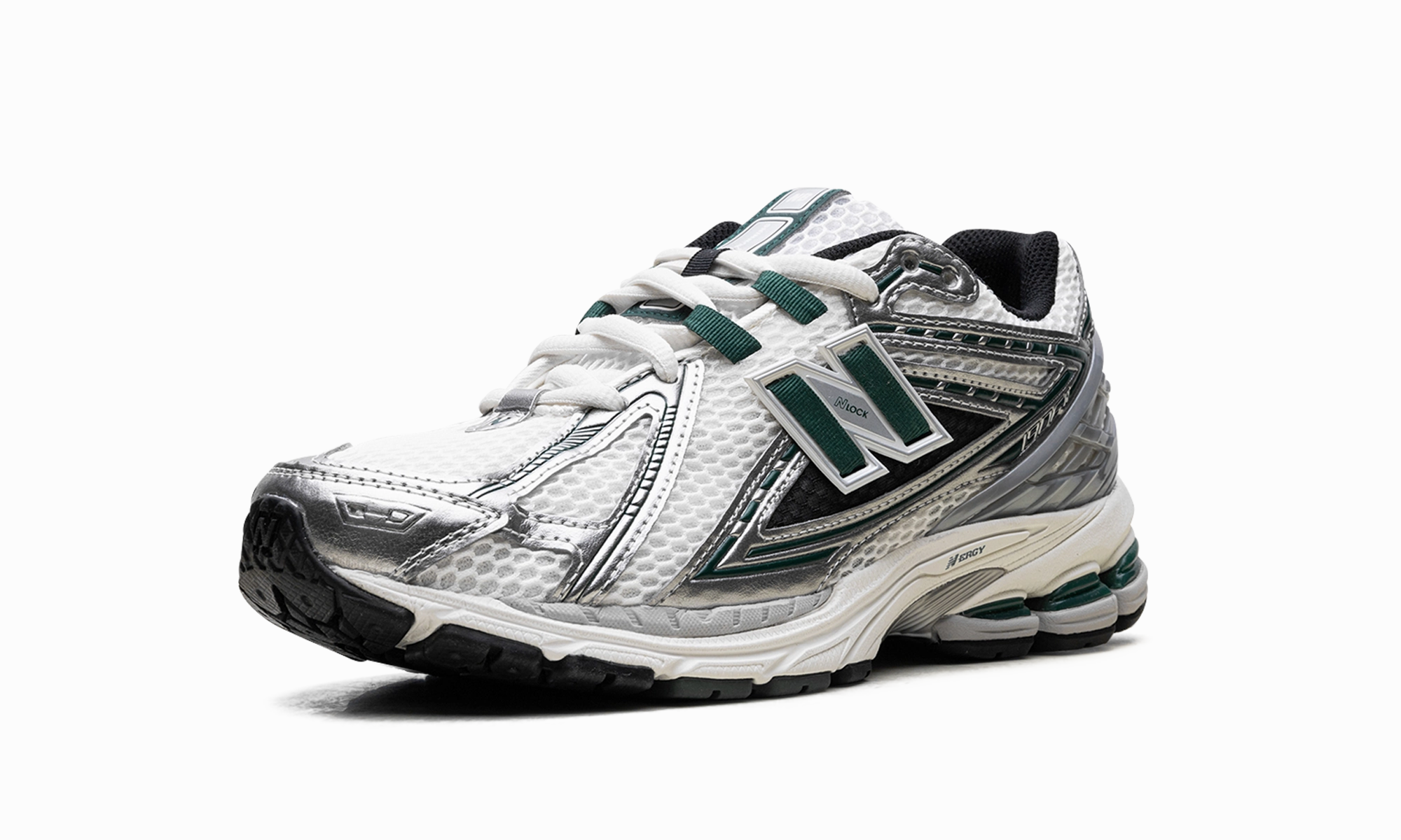 running in cloudy weather shoes Shock - absorbing midsole 1906R "Silver Metallic Nightwatch Green"
