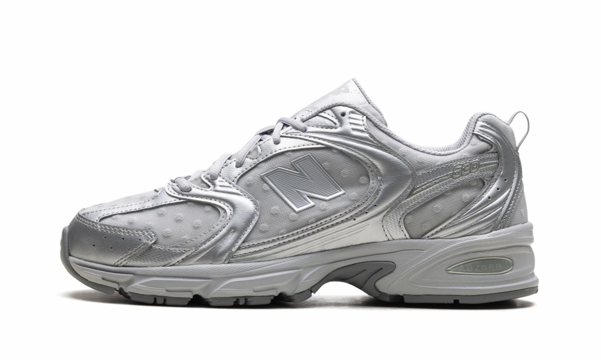 530 "Silver Metallic Raincloud Polka Dots" foggy - day shoes orthopedic running shoes