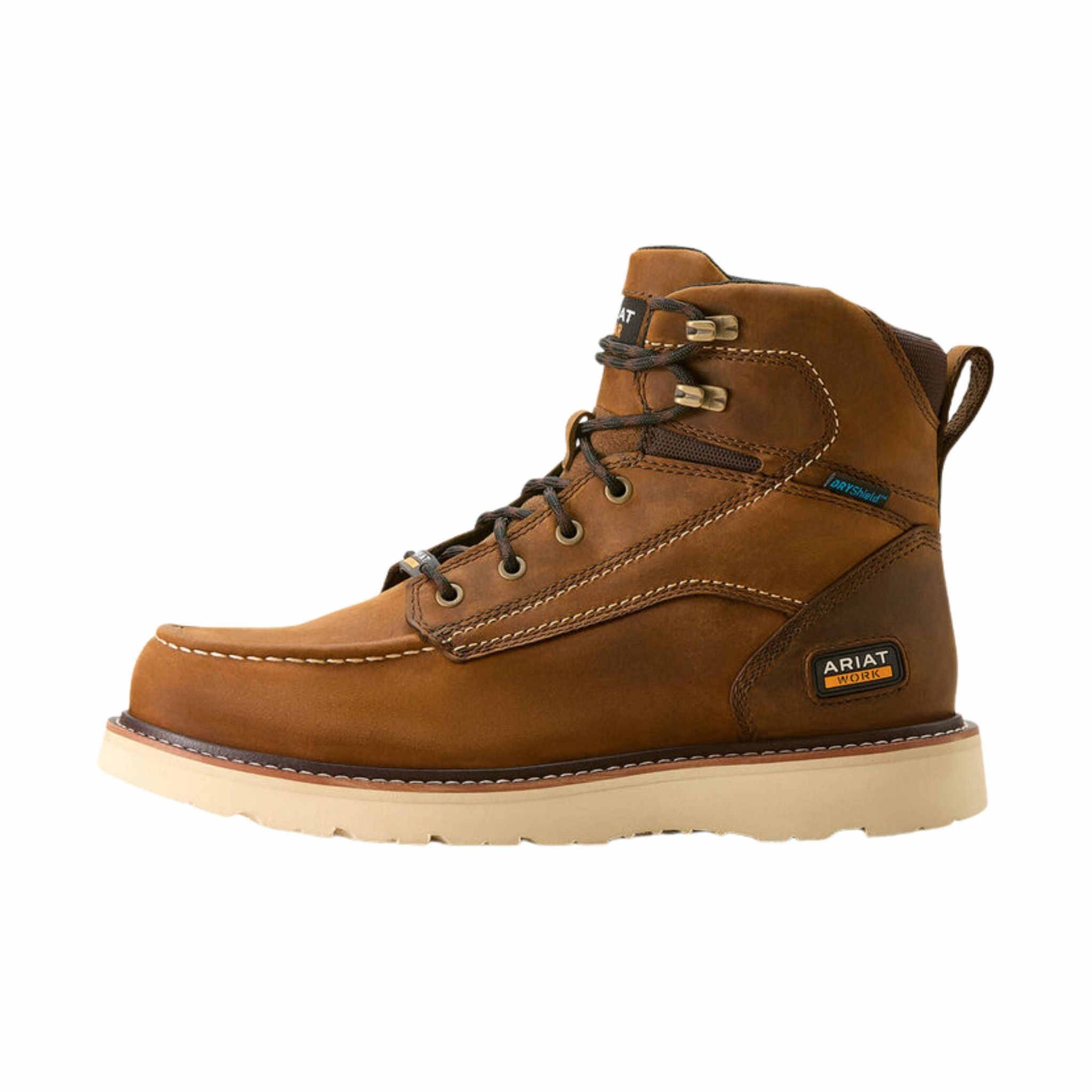 Ariat Men's Rebar Wedge Moc Toe 6 Inch Waterproof Work Boots - Distressed Brown Effortless Style