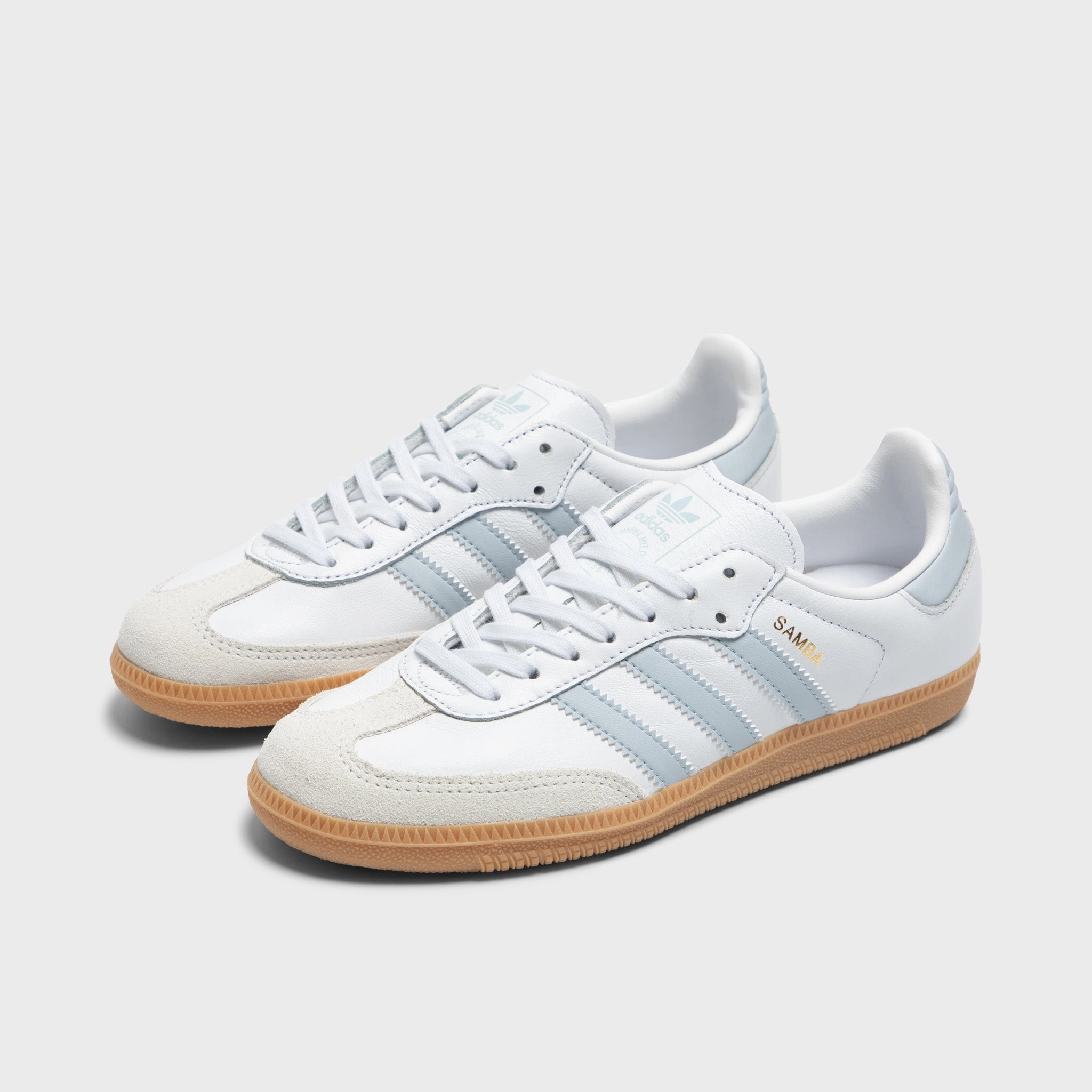 adidas Juniors' Samba OG White / Halo Blue - Gum Bounce Back Cushion Flexible Midsole Shank