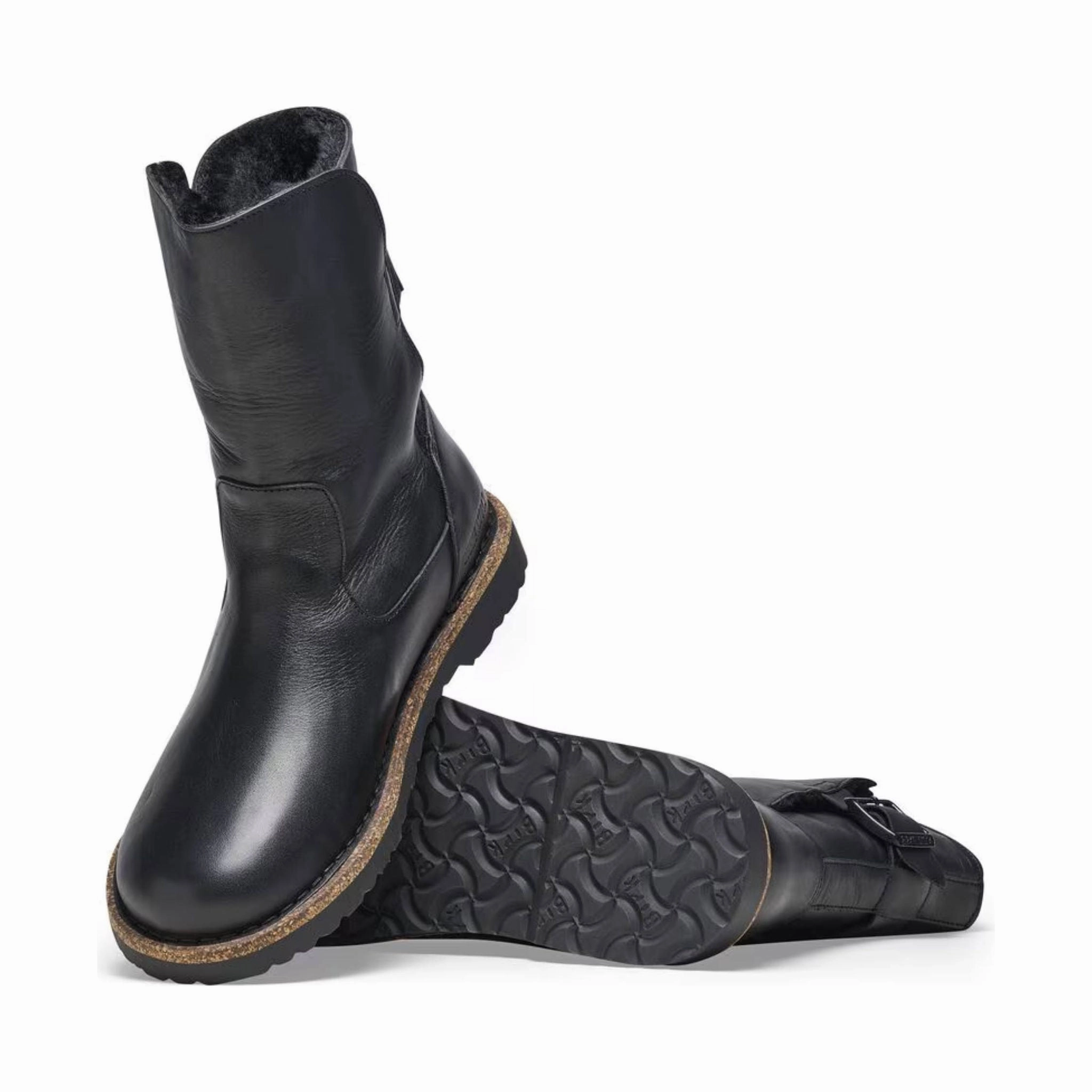 Cushioned Step Work Commute Birkenstock Uppsala Shearling Leather Boots - Black