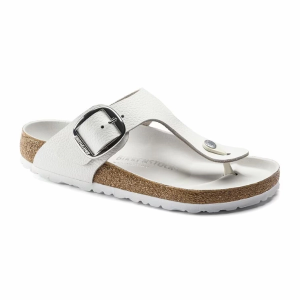 Birkenstock Women's Gizeh Big Buckle Leather White Fashionable Travel Shoes