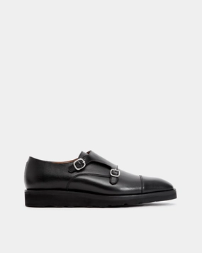 Black Lightweight Monk Strap Shoe Ease Motion Urban Edge