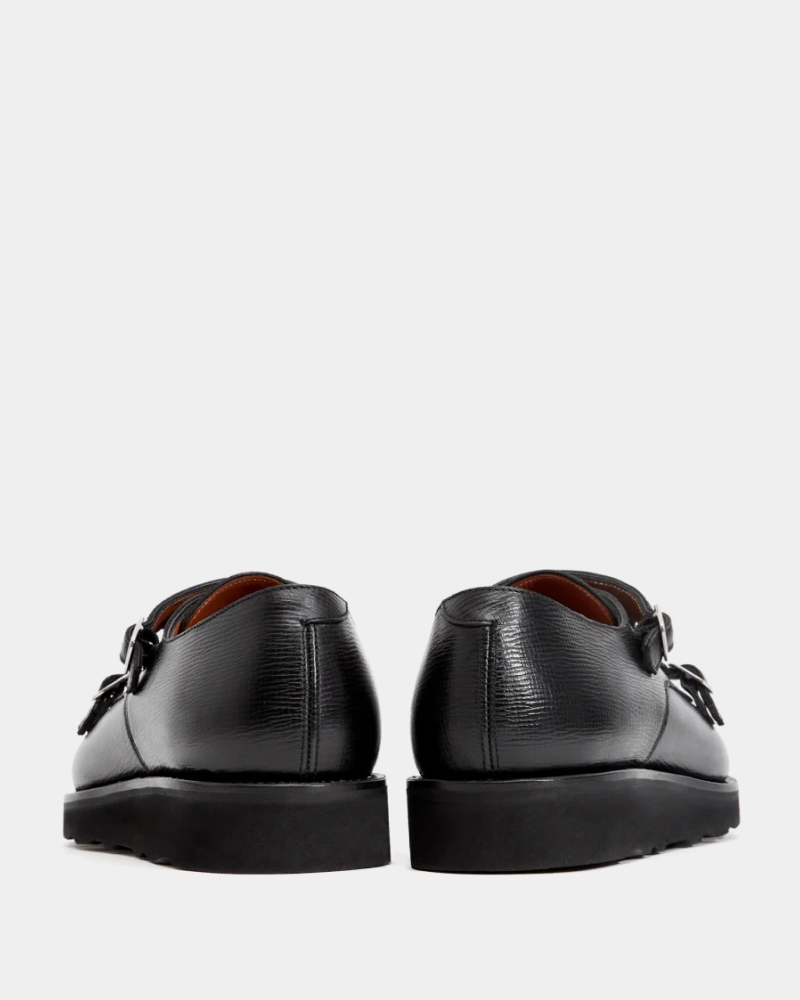 Black Lightweight Monk Strap Shoe Touch Comfort