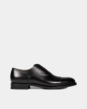 Sleek Profile Black Oxford Dress Shoe with Rubber Soles