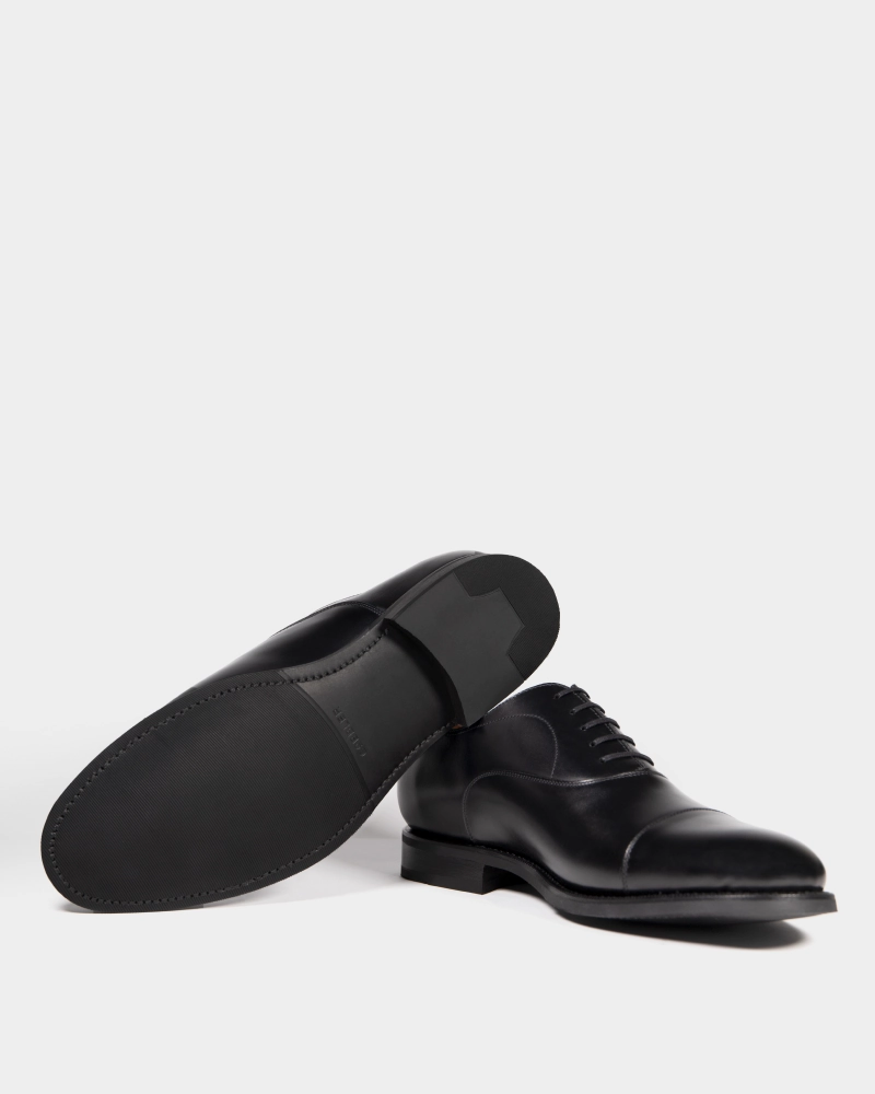 Sustainable Rubber Compound Ice Step Black Oxford Dress Shoe with Rubber Soles