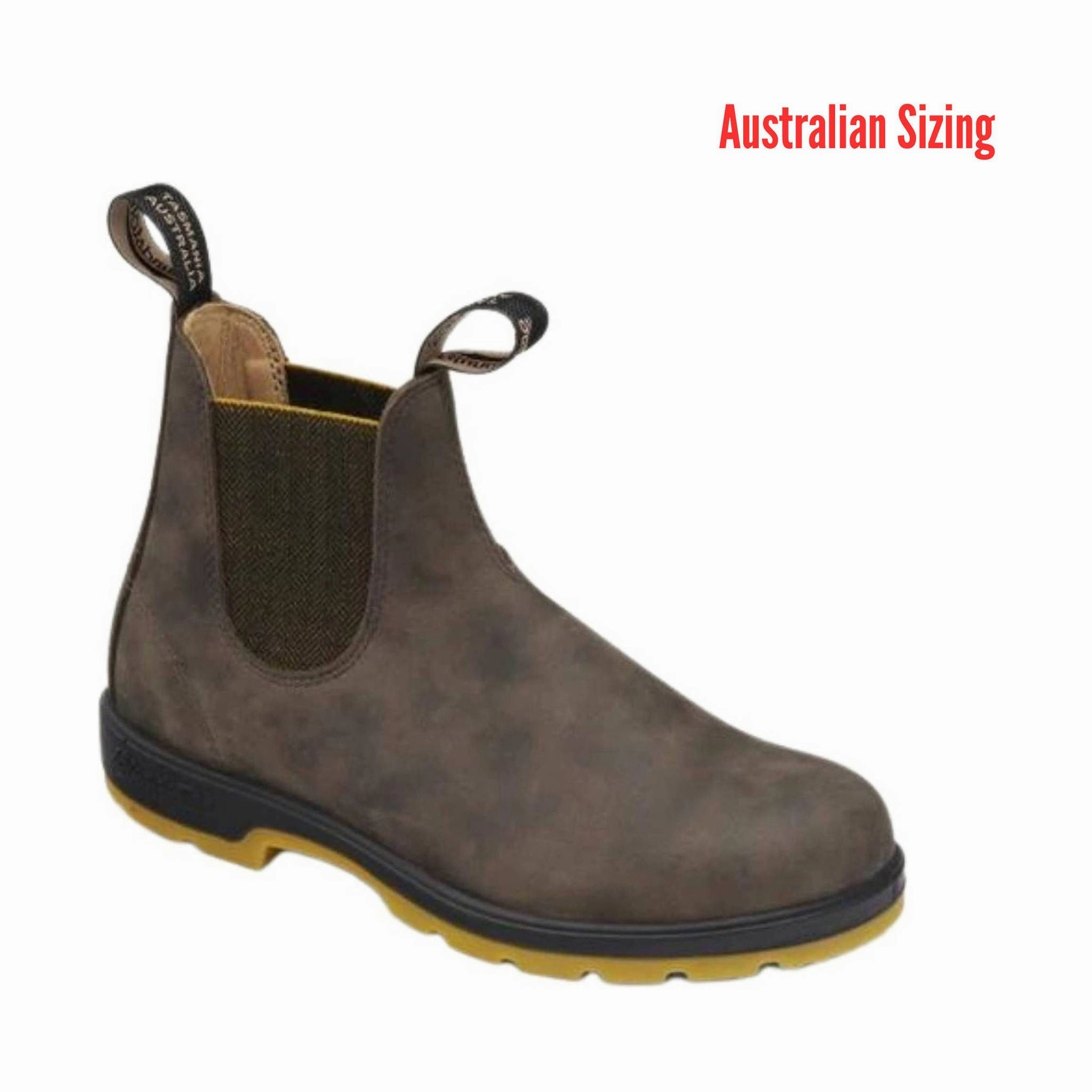 Blundstone Classic 550 Chelsea Boots - Rustic Brown Mustard Grippy Outsole River Crossing
