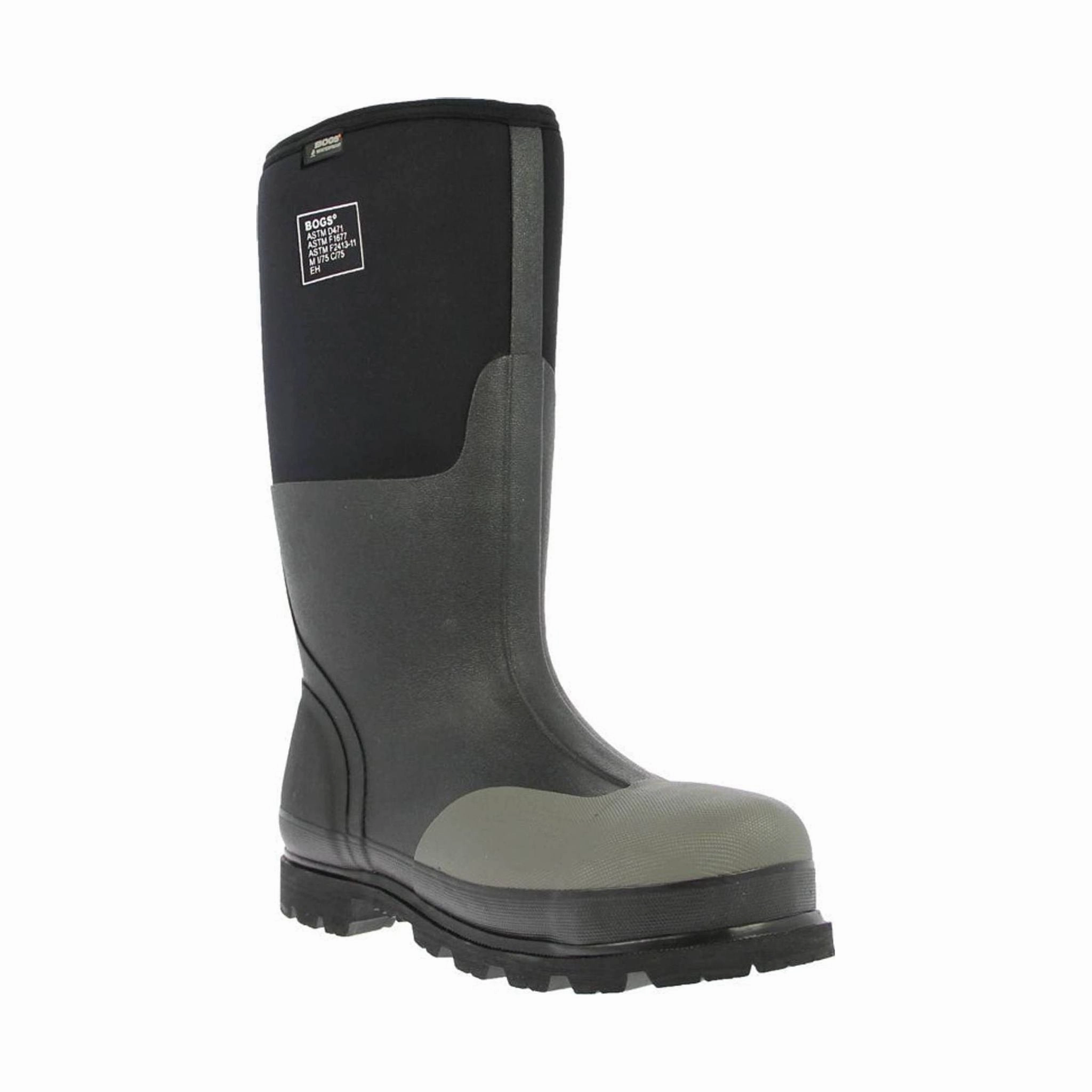 Bogs Men's Forge Steel Toe Work Rain Boot - Black Reinforced toe AnkleSupport