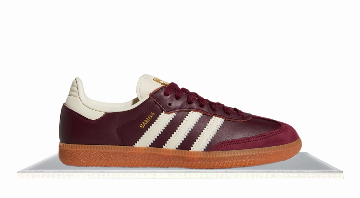 Adidas Samba Maroon Bordeaux Cream Foot Motion