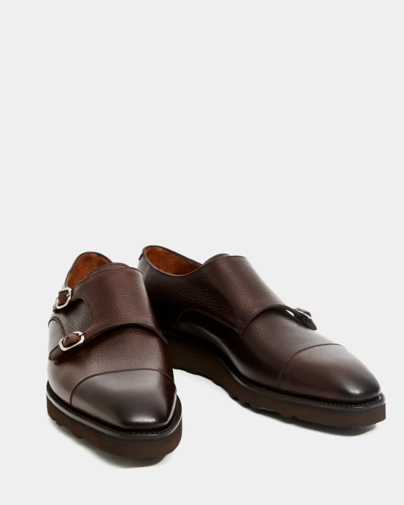 Brown Lightweight Monk Strap Shoe Flexibility