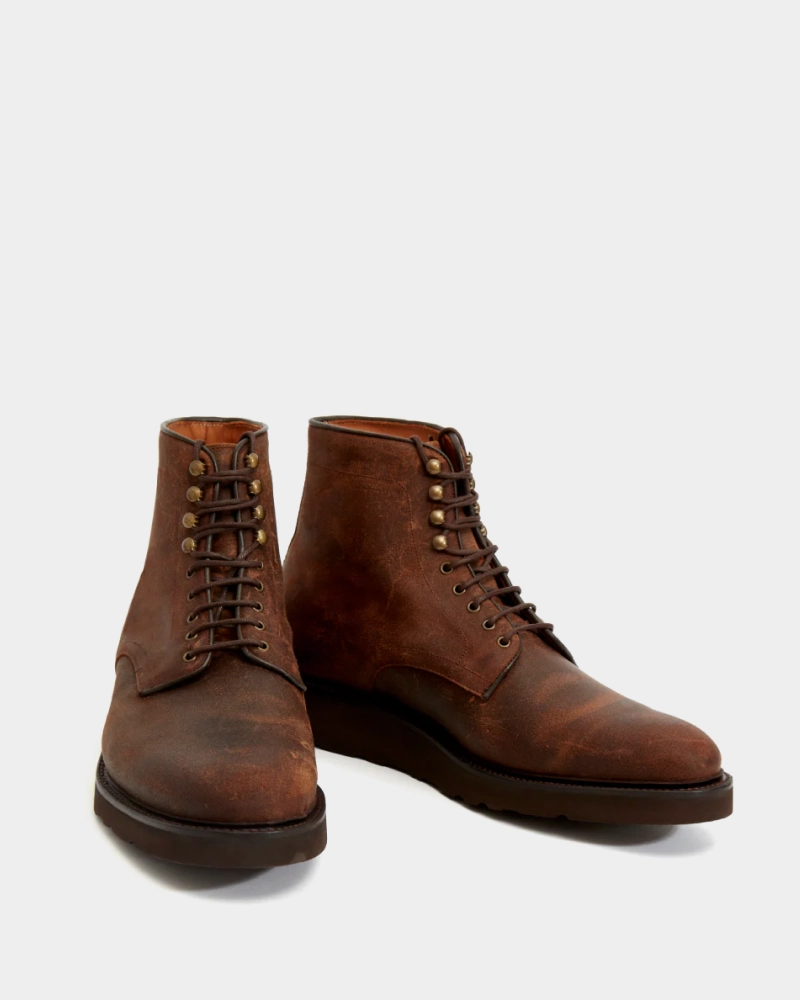 Fast Fit Brown Waxed Suede Lightweight Plain-Toe Boot