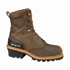 Easy Layer SlipResistant Carhartt Men's 8-Inch Insulated Composite Toe Climbing Boot - Crazy Horse Brown Oil Tanned