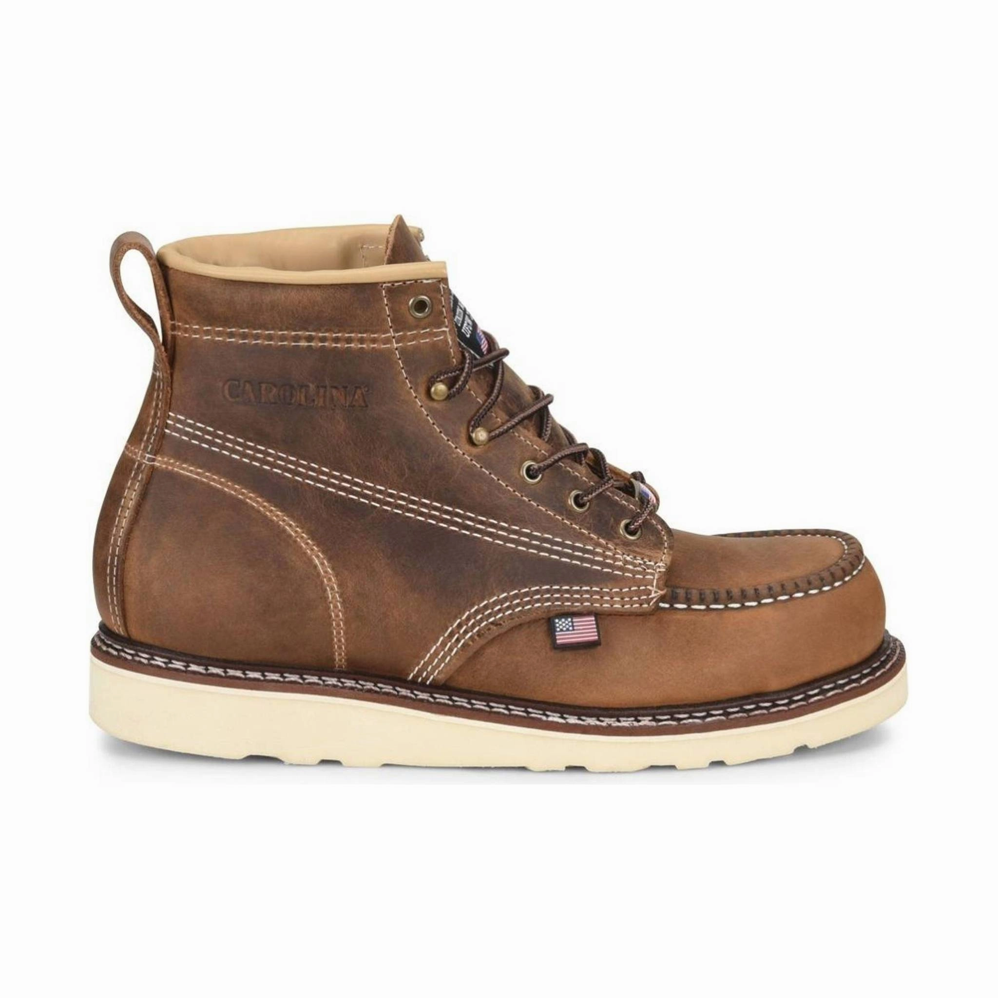 Carolina Men's 6 Inch Amp Steel Toe Moc Toe Wedge Work Boot - Brown Dynamic Arch Frame