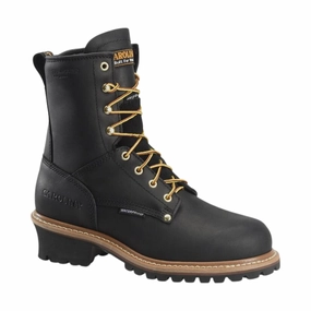 Versatile Traction Pattern Scholar Carolina Men's Elm 8 Inch Insulated Steel Toe Logger - Black