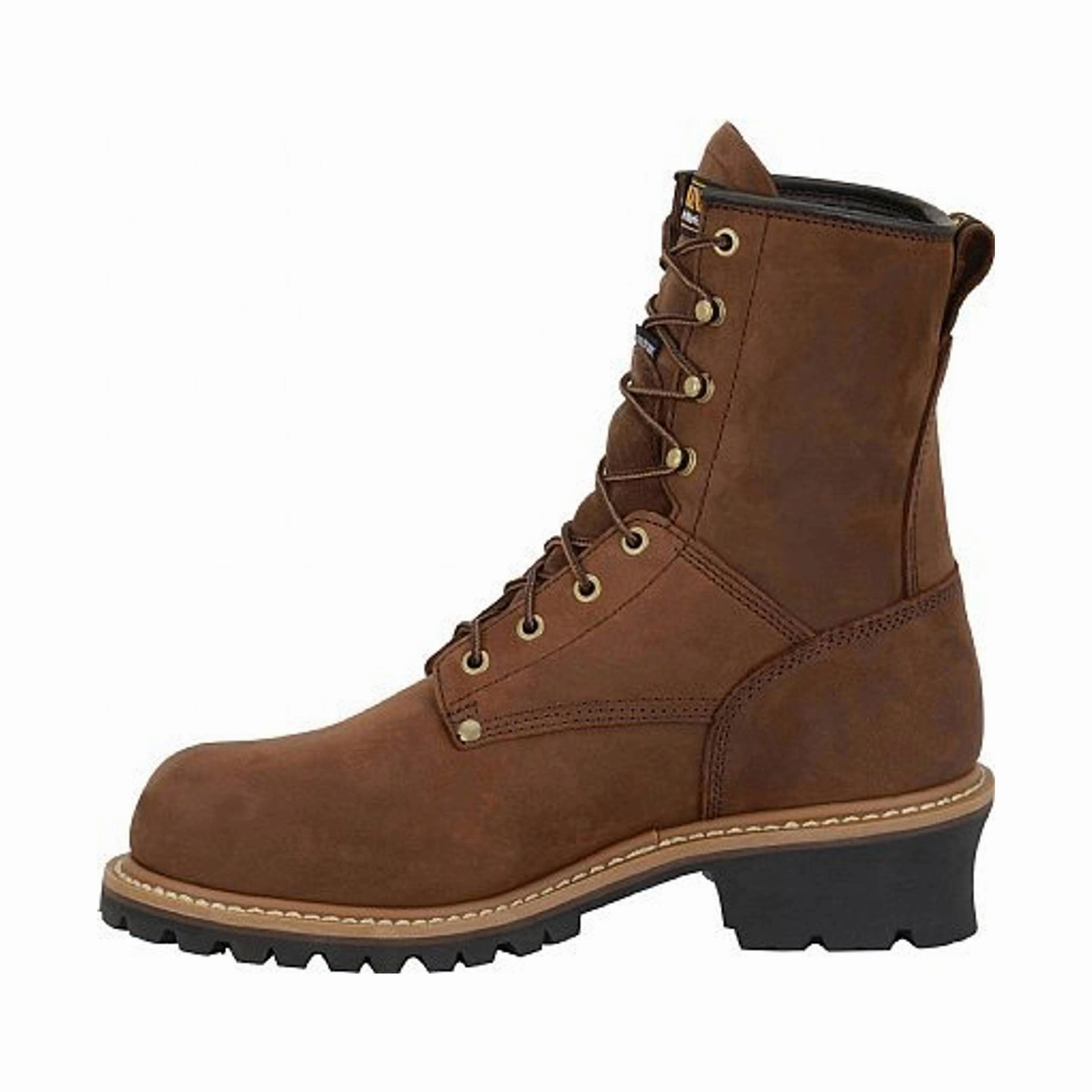 Shock   Absorbing Midsole Wide toe box Carolina Men's Elm 8 Inch Waterproof Soft Toe Insulated Logger Work Boots - Brown