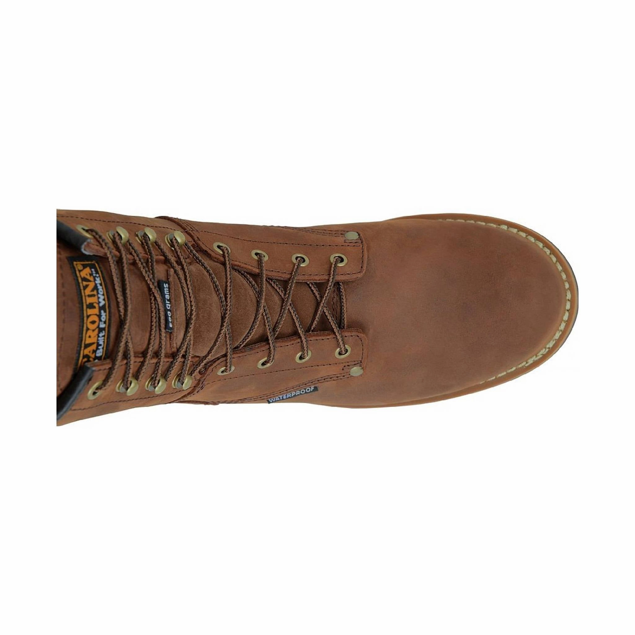 Shock Absorbing Carolina Men's Elm 8 Inch Waterproof Soft Toe Insulated Logger Work Boots - Brown