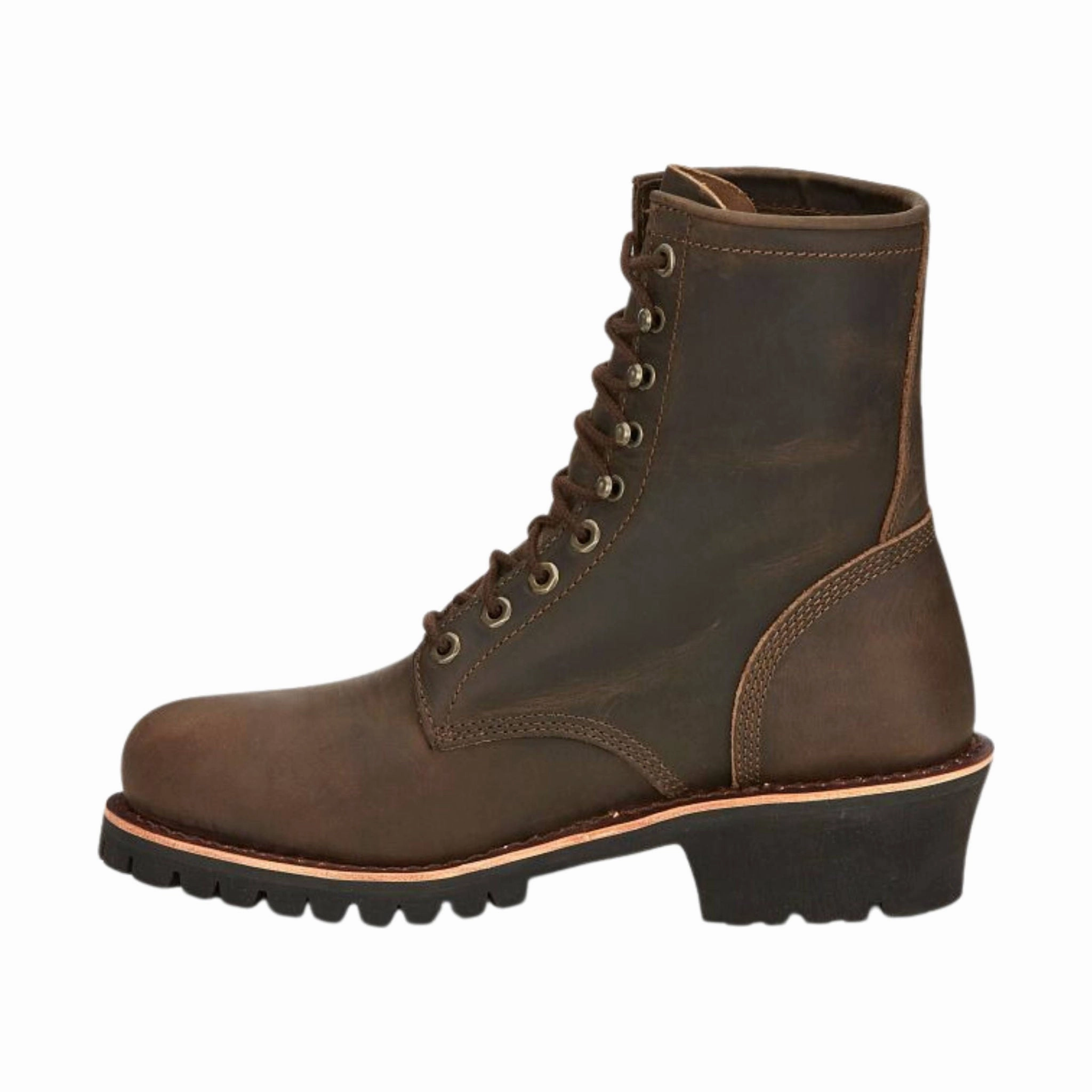 All Weather Mountain Hike Chippewa Men's Classic 8 Inch Non Insulated Steel Toe Logger Work Boot - Wood Color