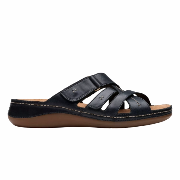 High Heel Clarks Women's Cecily Slide Leather Wide Black