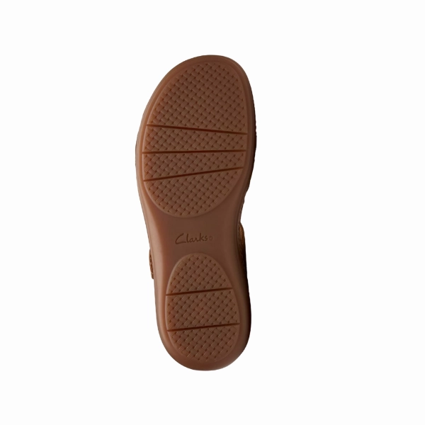 Clarks Women's Cecily Strap Leather Wide Tan Combo Smooth Surface Light Activity