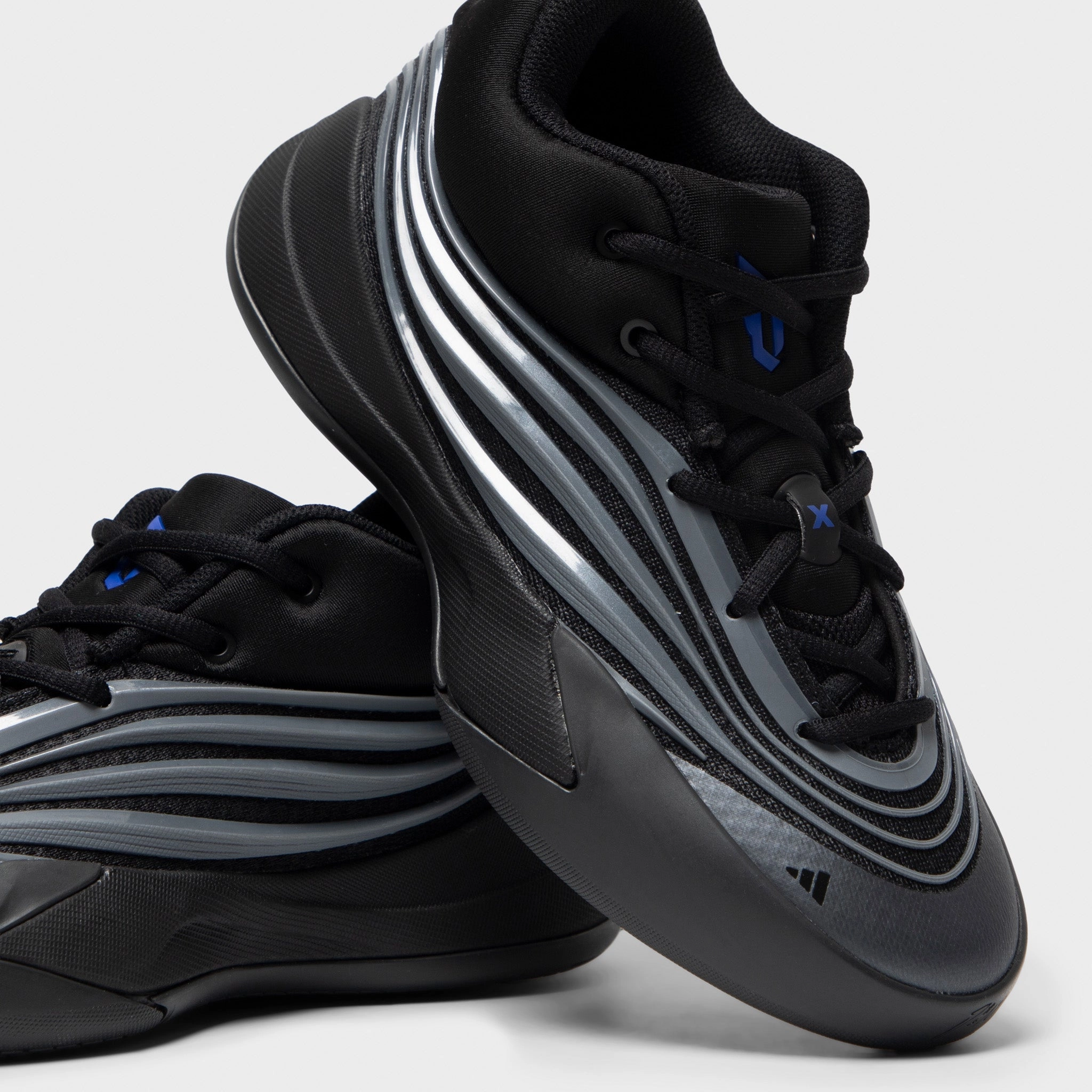 adidas Juniors' Dame X Core Black / Iron Metallic - Lucid Blue Fast Fit