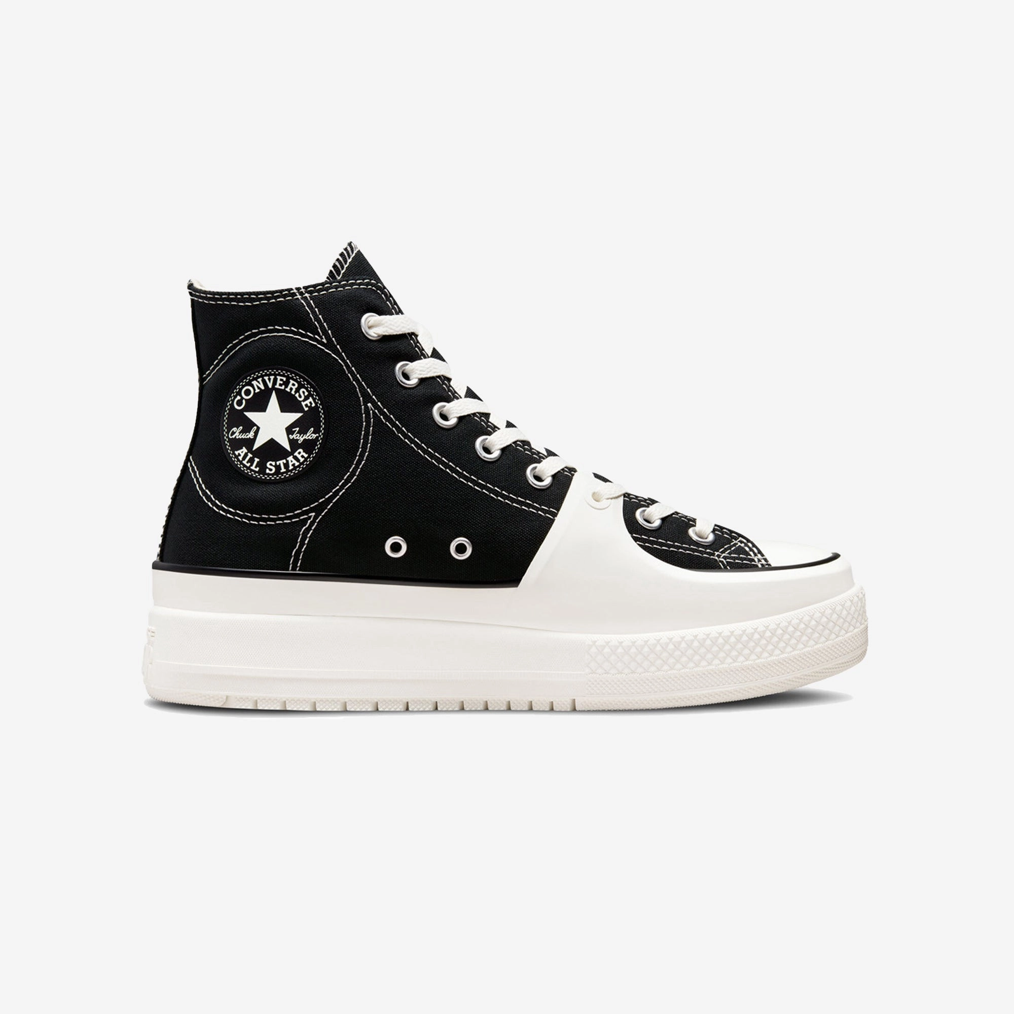 Enhanced Cushioning Energy Return EVA Foam Converse | CHUCK TAYLOR ALL STAR CONSTRUCT HI  { BLACK/VINTAGE WHITE/EGRET