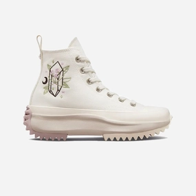Adaptive Heel Cradle Converse | RUN STAR HIKE PLATFORM EMBROIDERED CRYSTALS  { VINTAGE WHITE