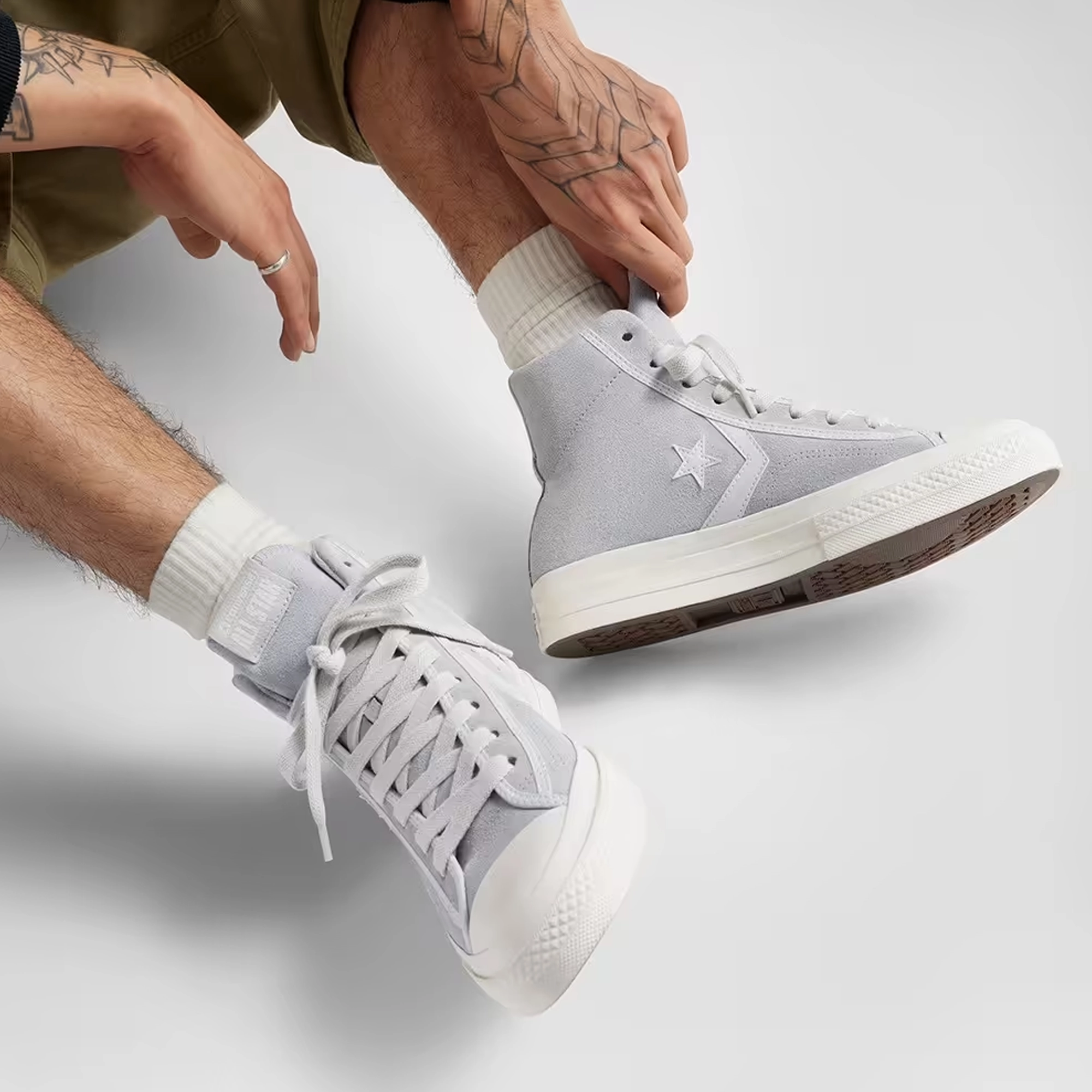 CONVERSE | STAR PLAYER 76 SUEDE { GREY/WHITE Fashion Edge