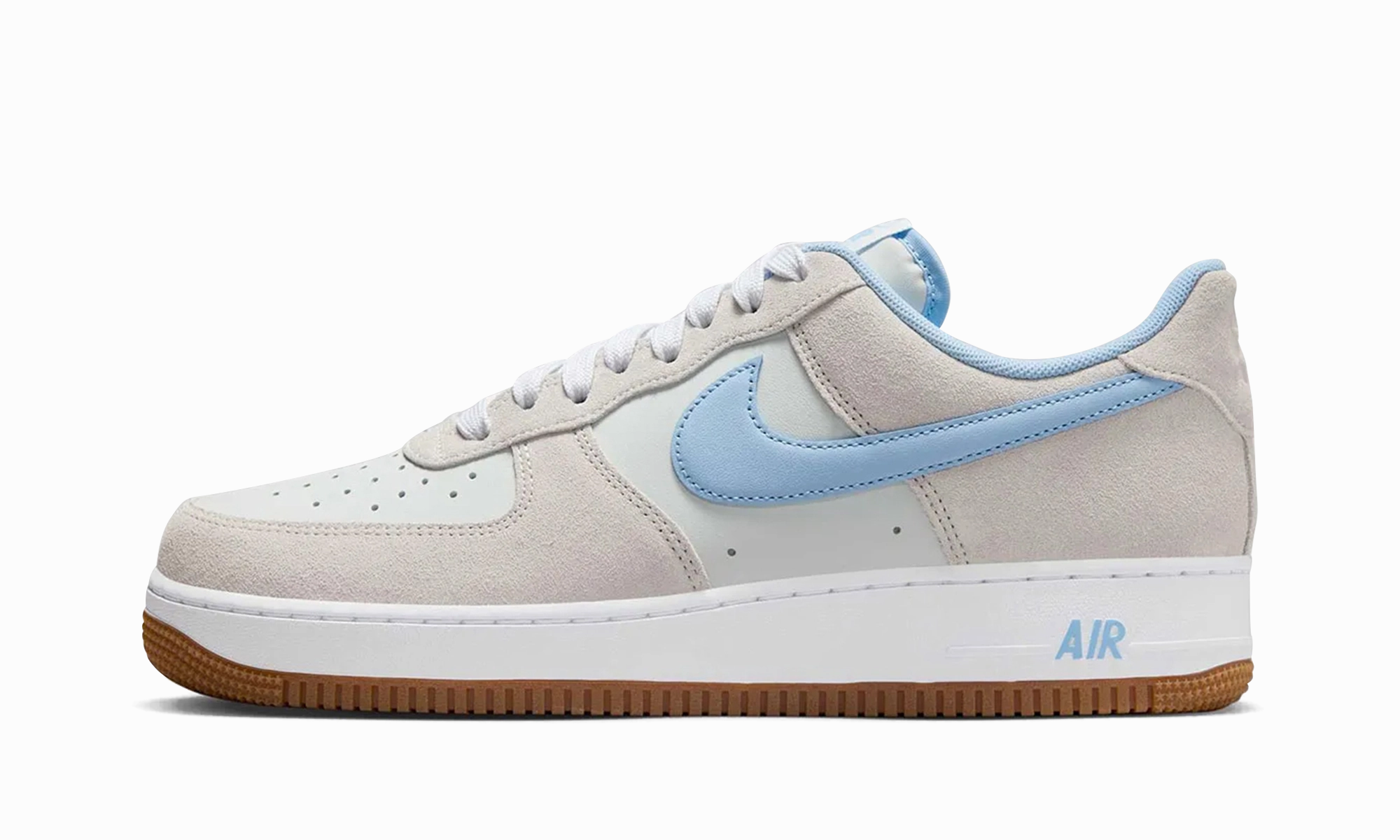 Air Force 1 Low '07 LV8 "Photon Dust White Gum Medium Brown Psychic Blue" Work Comfort Soft Flex Midsole