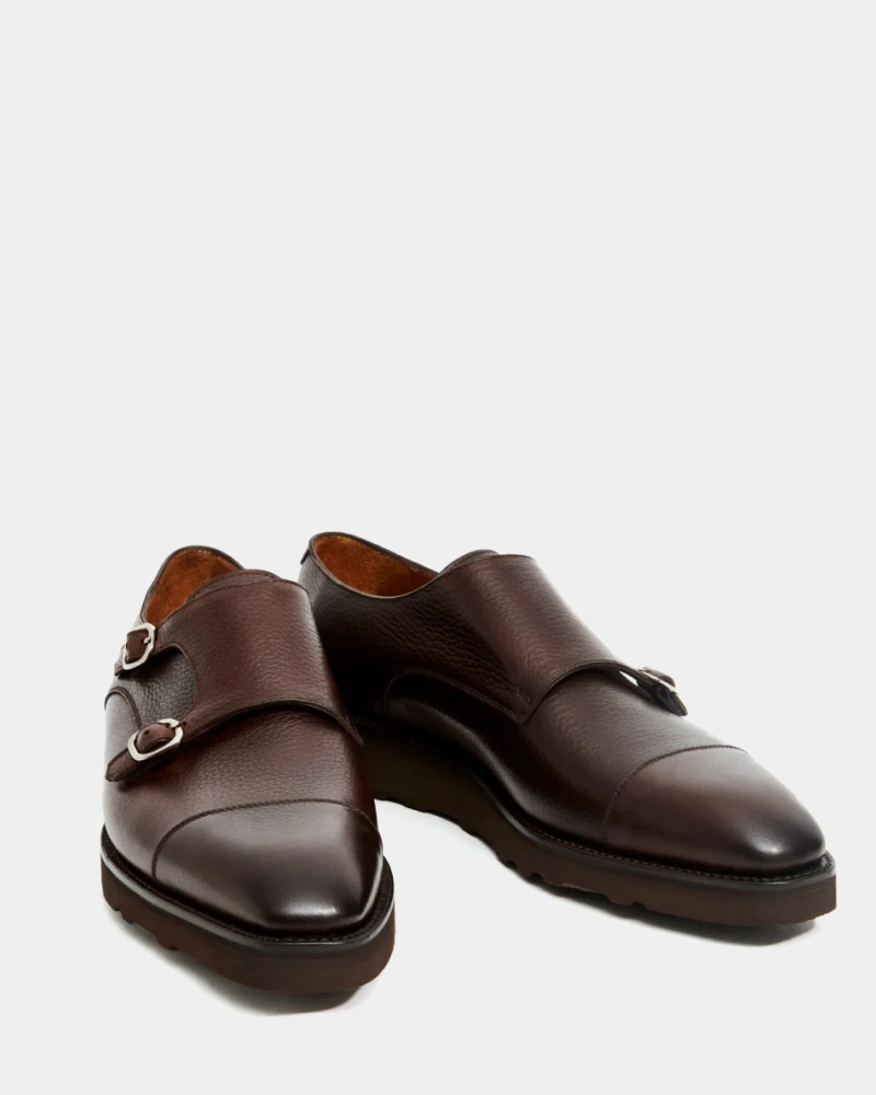 Impact Resistant Construction Slim Build Dark Brown Lightweight Monkstrap Shoe