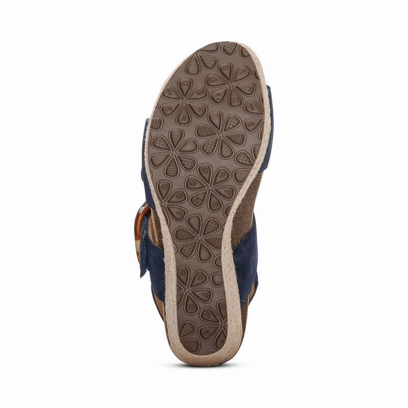 Strappy Odor Resistant Linings Aetrex Women's Ashley Espadrille Wedge Navy