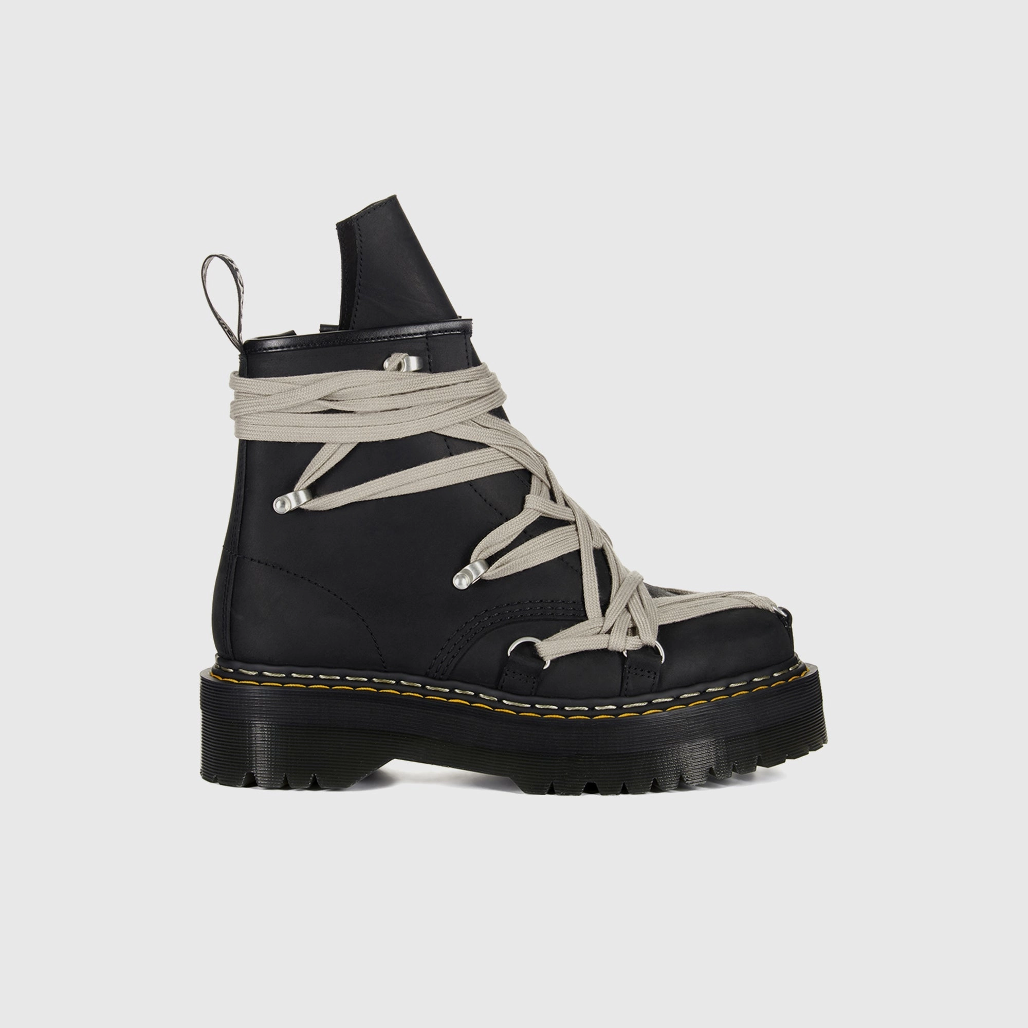 Neutral Pair Fashion Show Dr. Martens x Rick Owens DRKSHDW 1460 Quad Sole Megalace? Boot - Black